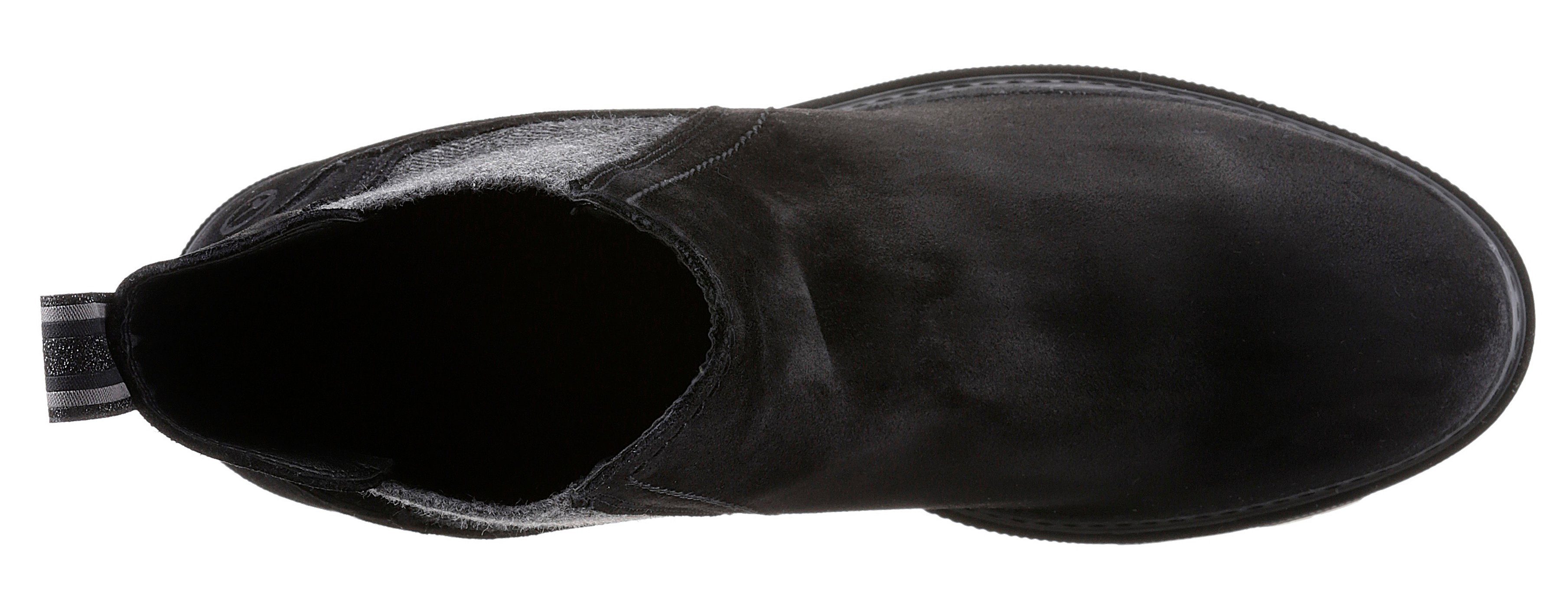 Streifenbesatz trendigen Stiefelette schwarz Tamaris mit Panna