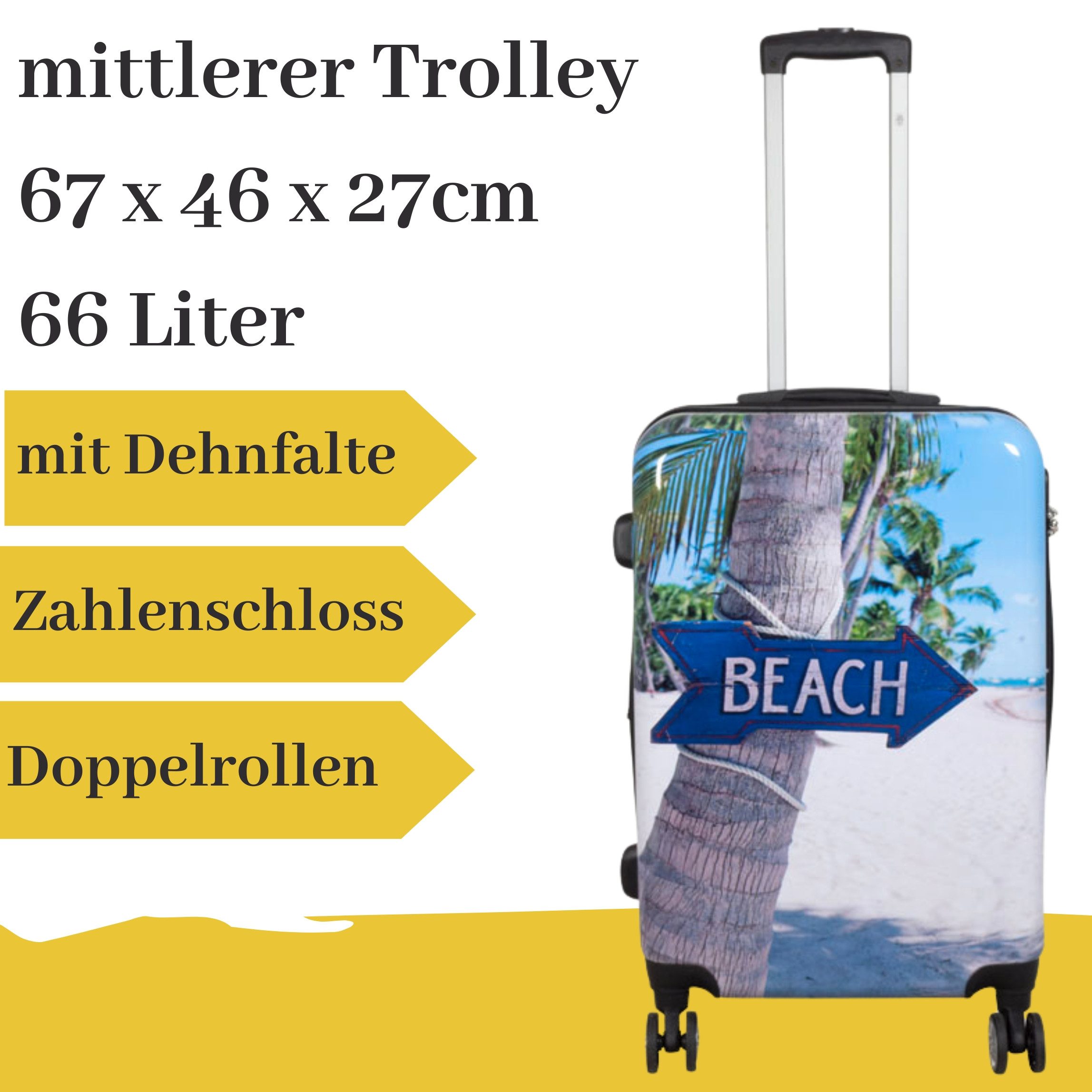 Hartschalen-Trolley Motivkoffer 'Beach' M