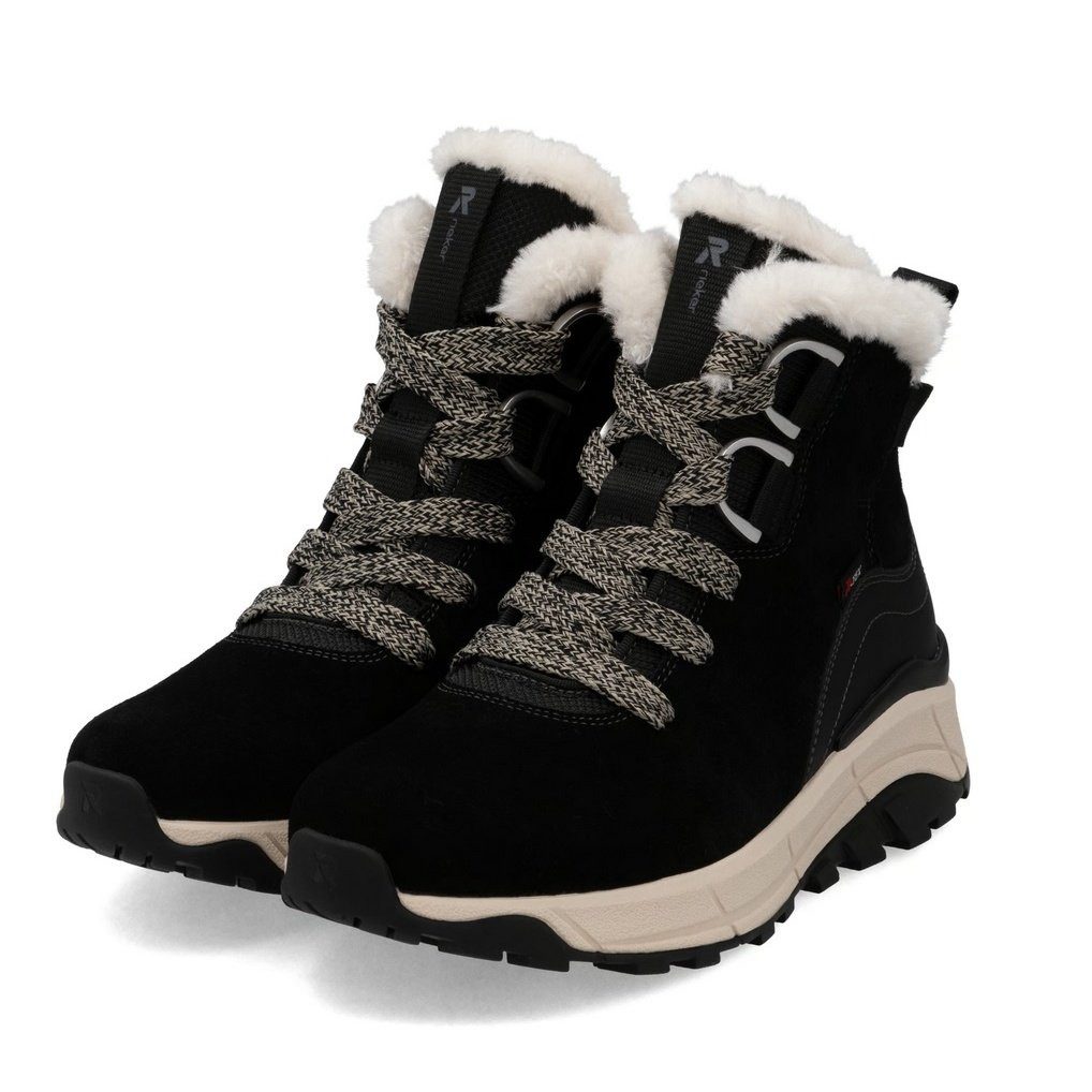 Rieker W0073-00 (Schnürstiefel mit Innenfutter, Rauleder) schwarz Damen Win günstig online kaufen
