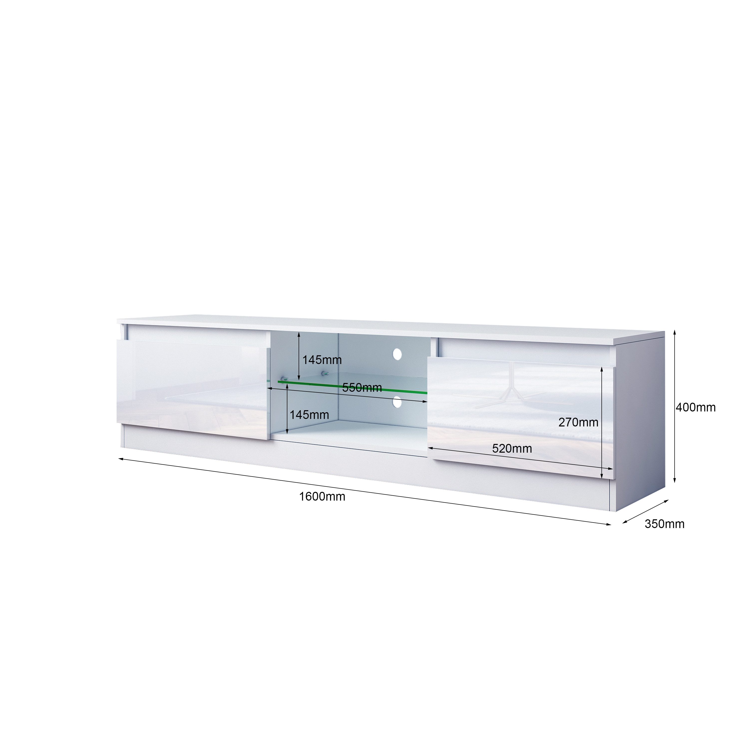 BESTWANTED TV-Schrank mit Hochglanzfront und LED-Beleuchtung günstig online kaufen