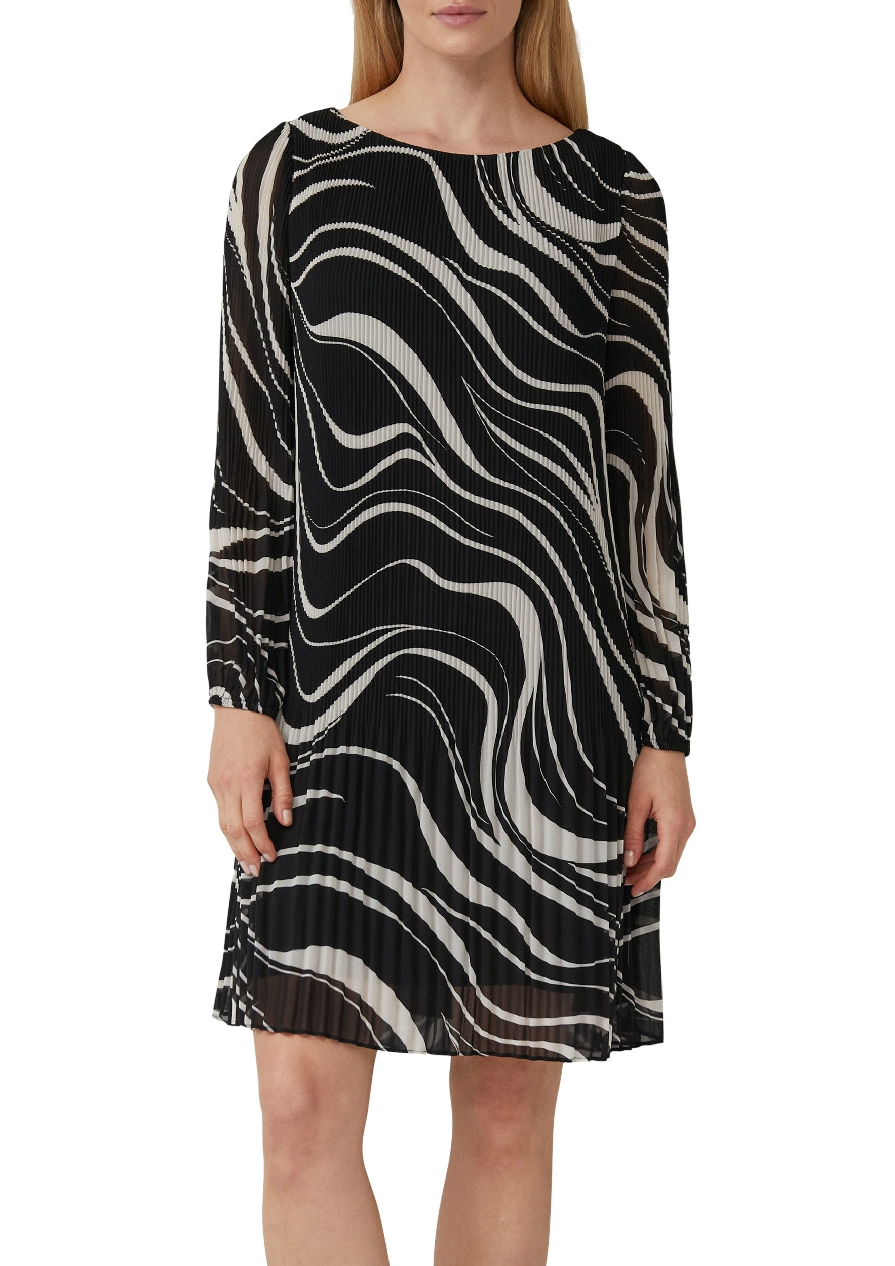 s.Oliver BLACK LABEL Midikleid s.Oliver – Plissiertes Chiffonkleid mit All?over?Print feine Plissée-Effekt