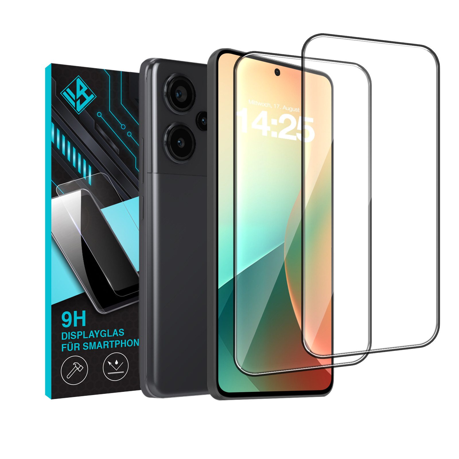 Tec-Expert Displayschutzglas 2X 9H Displayglas für Xiaomi Redmi Note 13 Pro+ 5G für Xiaomi Redmi Note 13 Pro+ 5G, Displayschutzfolie, 2 Stück, Displayschutz, Schutzglas, Bildschirmschutz, kratz- & stoßfest