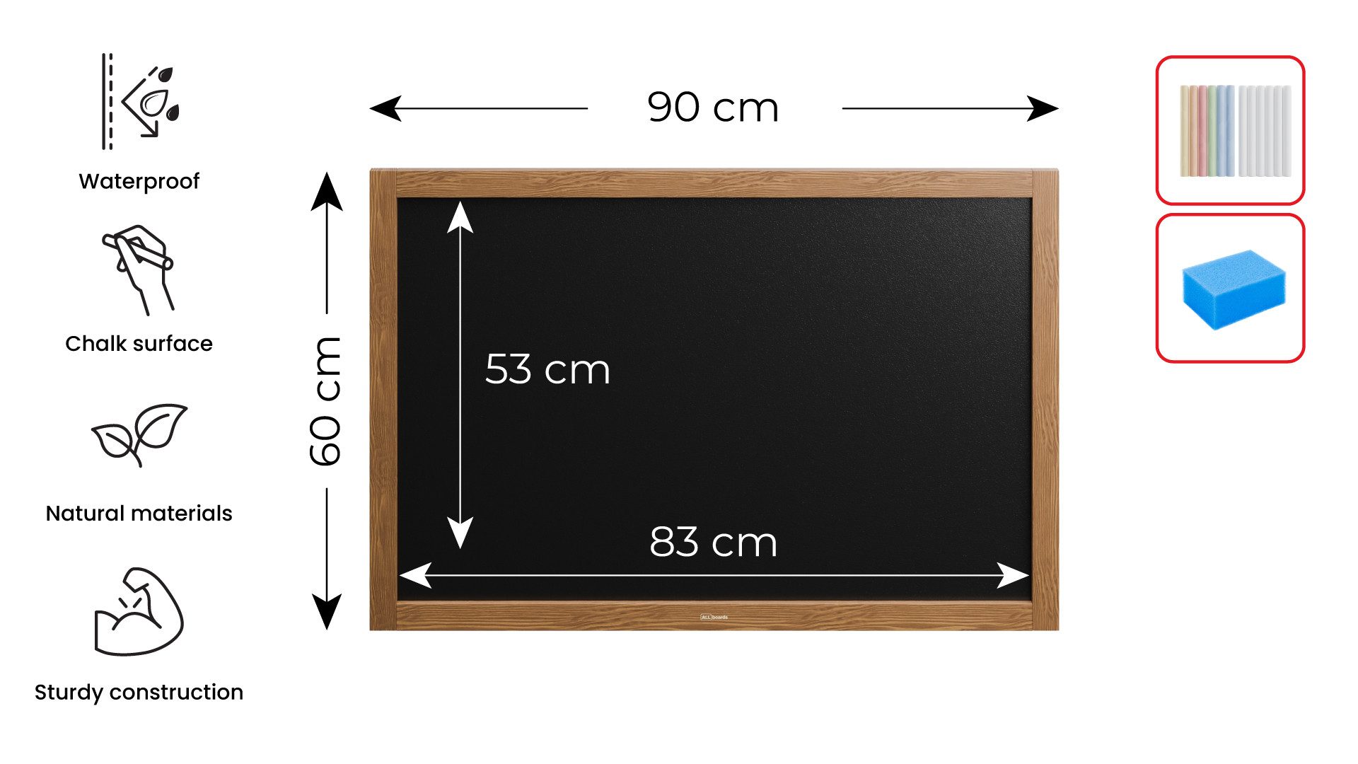 ALLboards Tafel ALLboards Kreidetafel Holzrahmen Schreibtafel günstig online kaufen