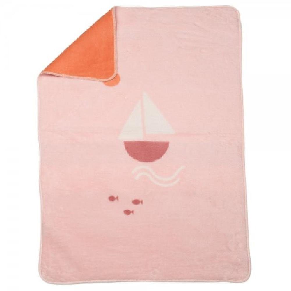 Kinderdecke Babydecke Maja Baumwolle Segelboot Altrosa (100x75cm), DAVID FUSSENEGGER