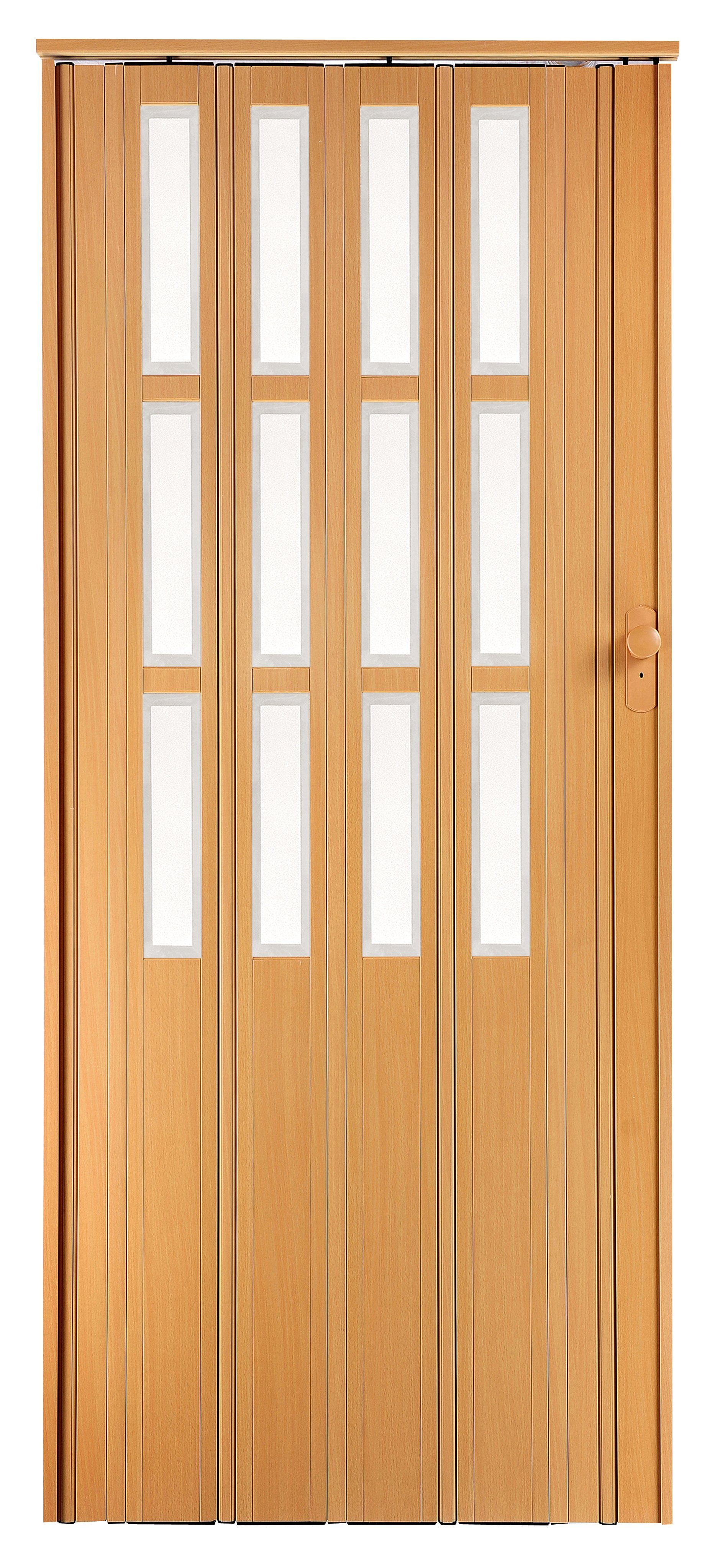 Standom Falttür Schiebetür Buche (Erle) Fenster Schloss H. 203 cm Türbreite bis 85 cm (1 Karton, 1-St., 1 Set), teils vormontiert