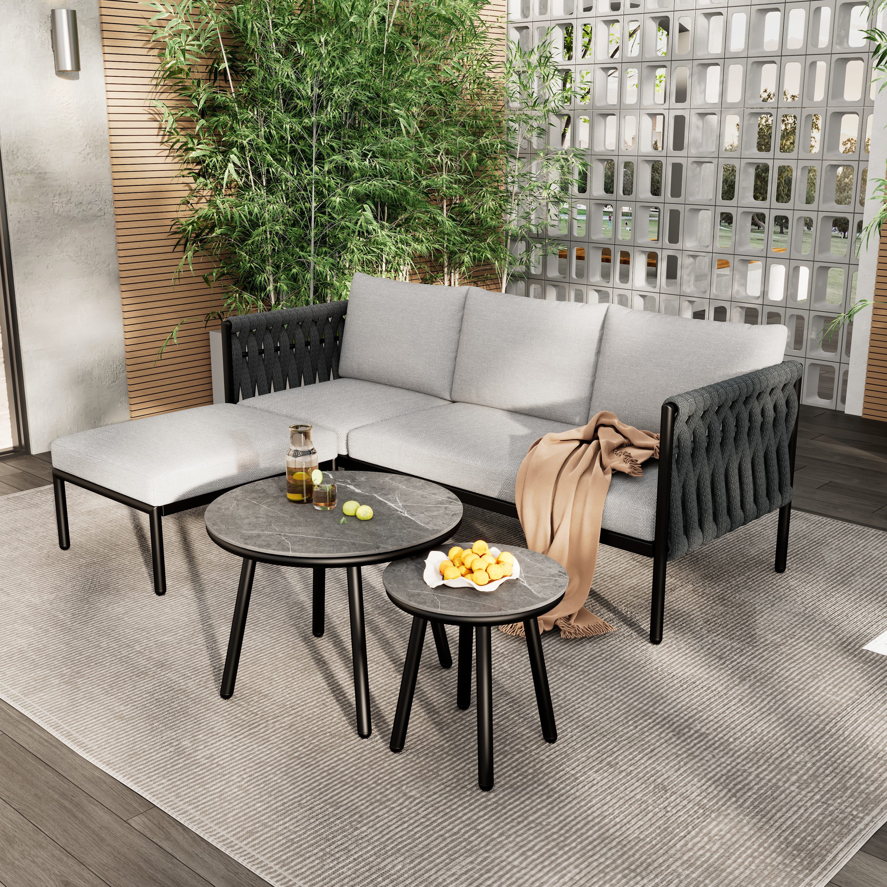 MODFU Gartenlounge-Set wetterbeständig, wasserabweisend, (Garten-Lounge-Set günstig online kaufen