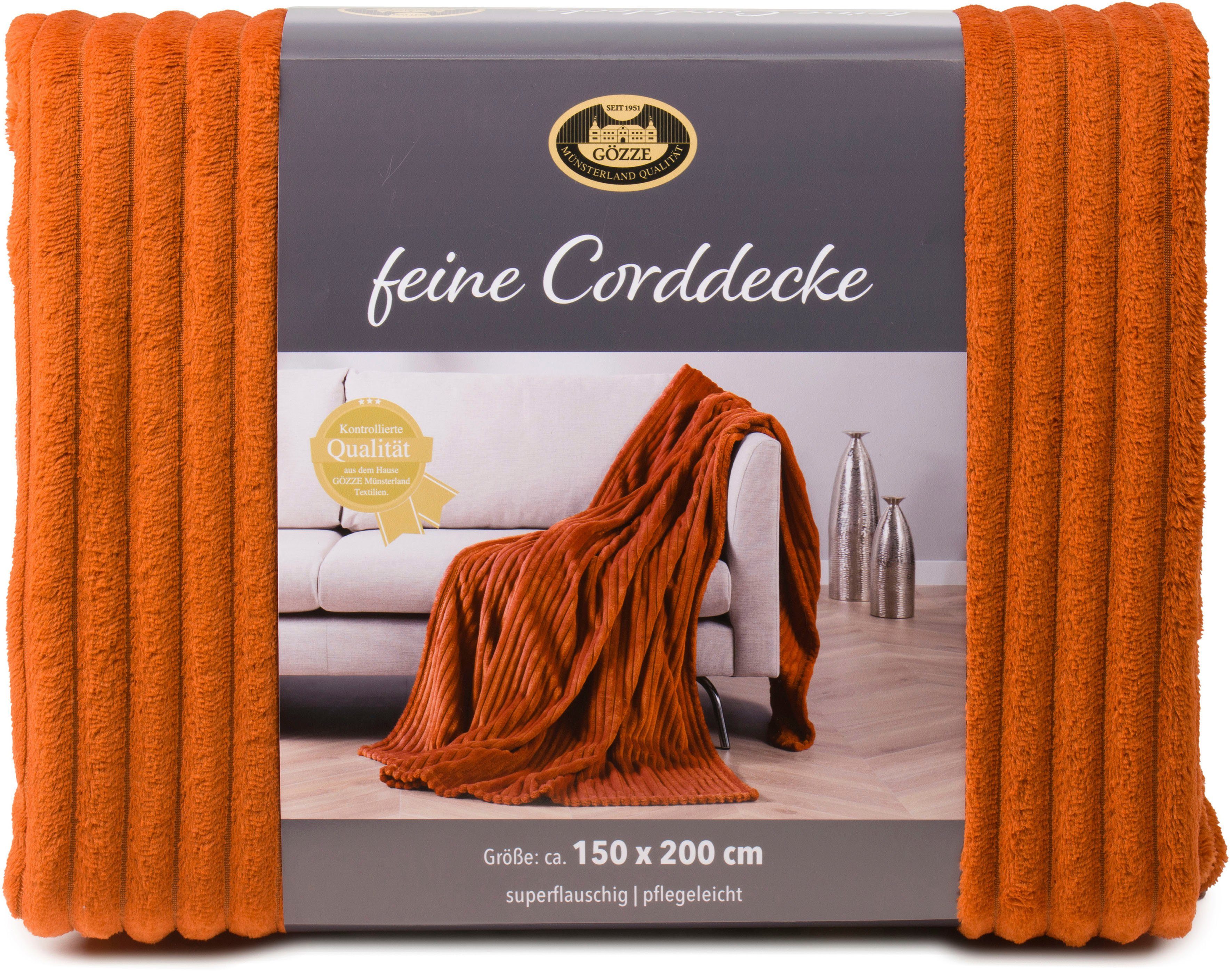 Wohndecke Feincord Kuscheldecke, Gözze, flauschig weich und wohlig warm
