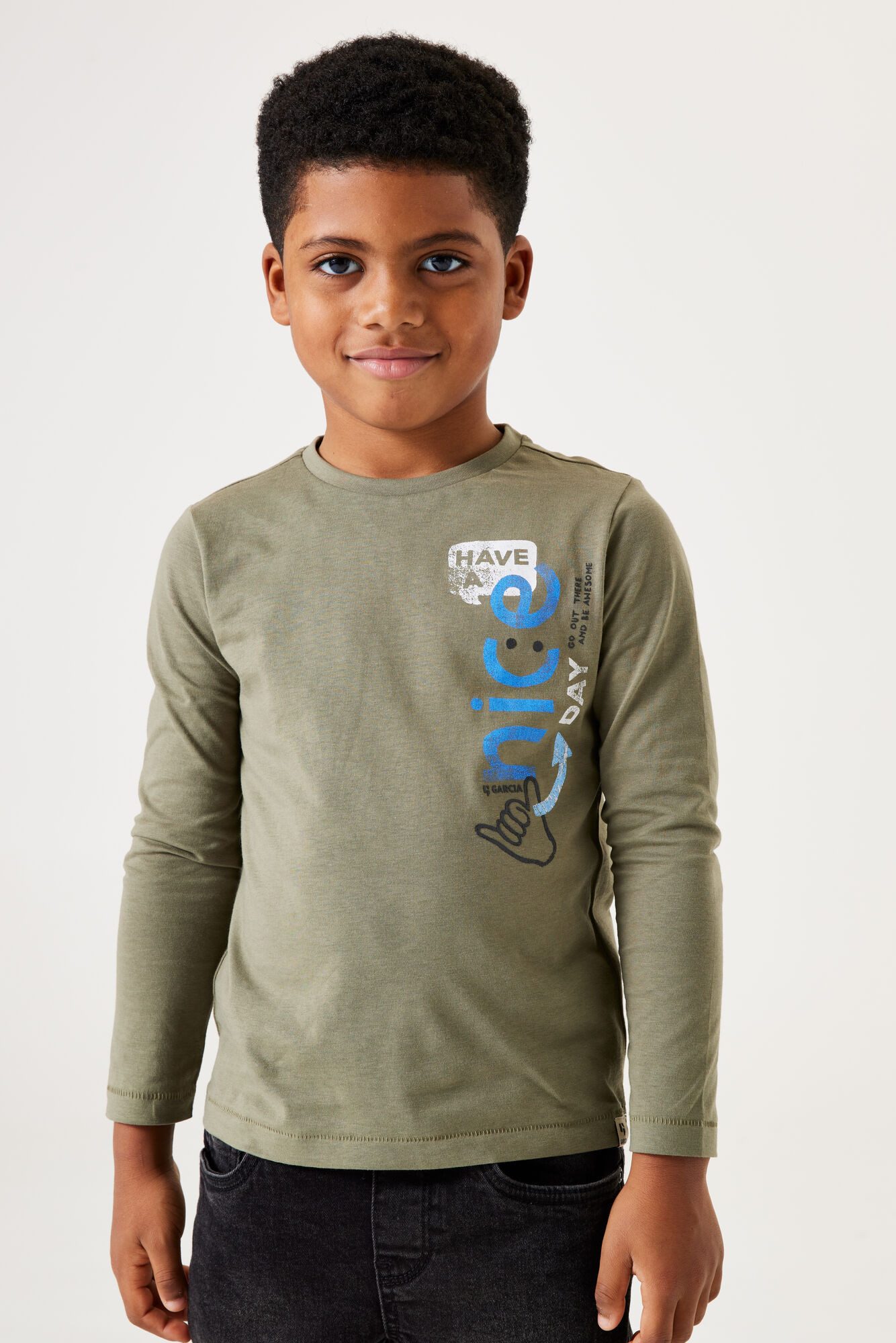 Garcia Langarmshirt mit Smile-Print