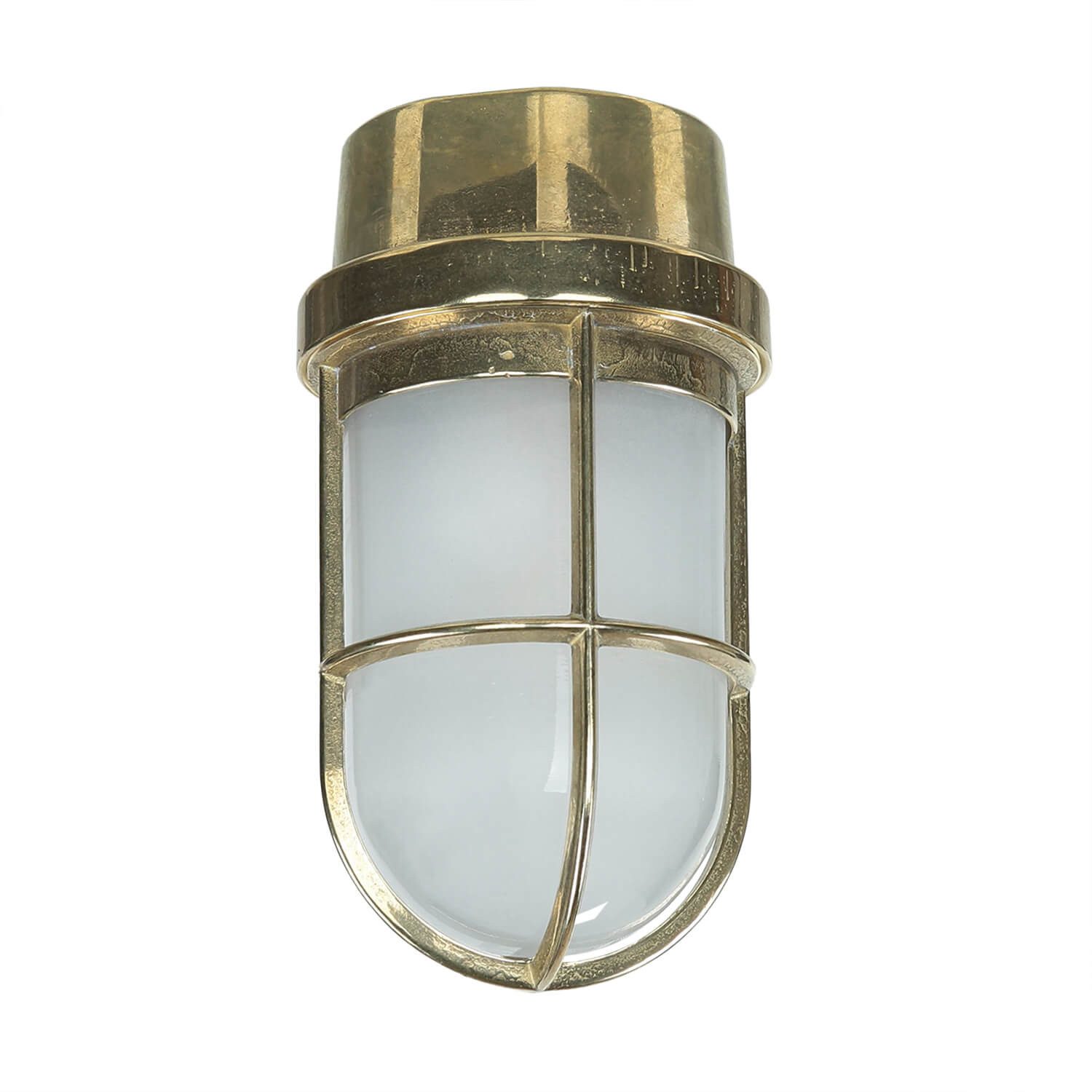 Licht-Erlebnisse Außen-Deckenleuchte CARDO, ohne Leuchtmittel, Messing Glas E27 H: 10 cm klein Maritim rostfrei IP44