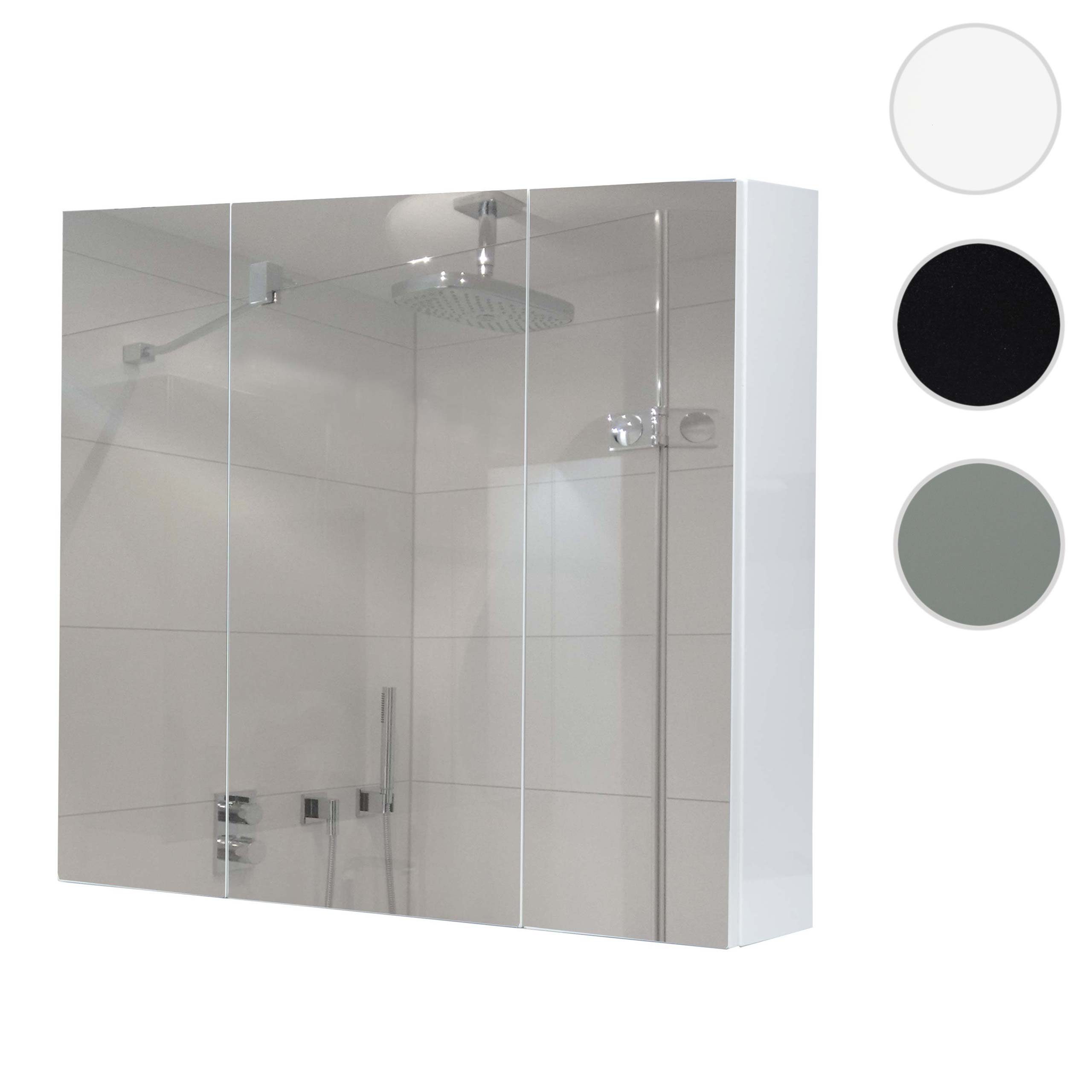 MCW Badezimmerspiegelschrank MCW-B19b-80 mit Ablageflächen, weiß Hochglanz-Optik | weiß