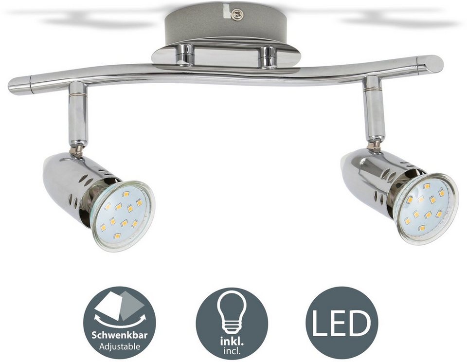 B.K.Licht LED Deckenspots Carina, LED wechselbar, Warmweiß, Deckenleuchte,  Design, 6W, Spot, Strahler, chrom, drehbar, schwenkbar