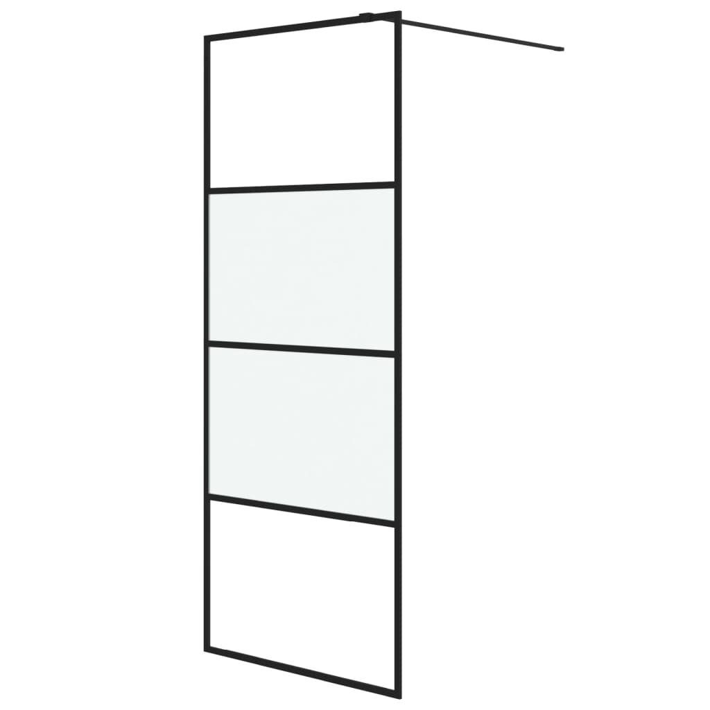 vidaXL Duschwand Duschwand für Walk-In Dusche Schwarz 80x195 cm ESG Halbmattiert