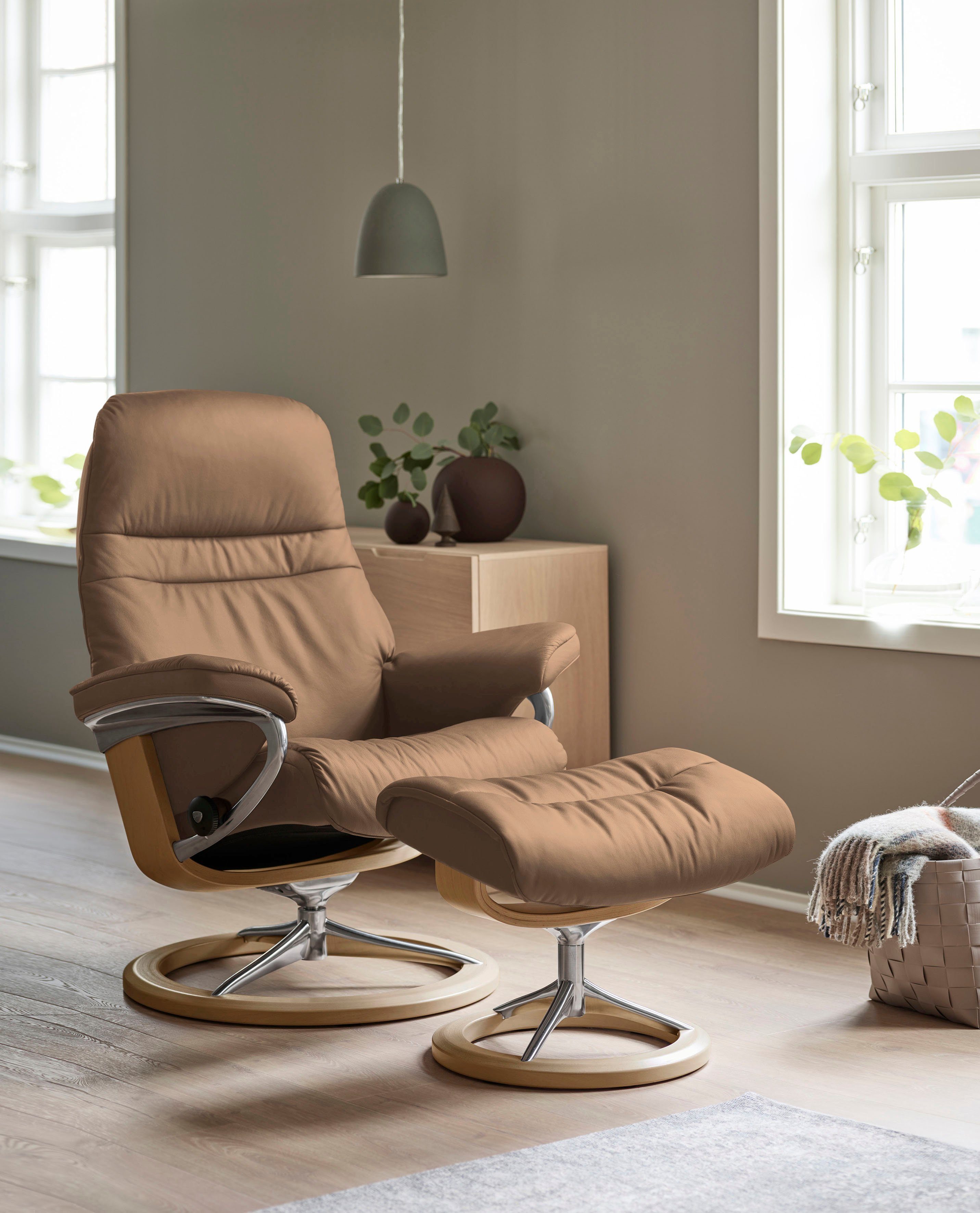 Stressless® Relaxsessel Sunrise (Set, mit L, Hocker), Base, Größe Gestell Eiche mit Relaxsessel Signature