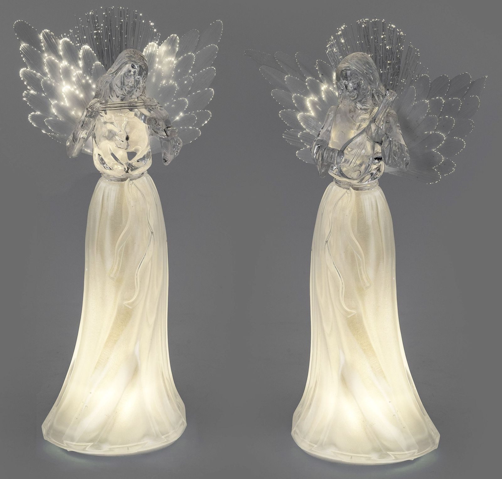 formano LED Dekofigur 2er Set LED Engel 28 cm Acryl mit Fiberglas-Flügeln Warmweiß Timer 6h