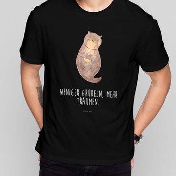 Mr. & Mrs. Panda T-Shirt Otter Muschel - Schwarz - Geschenk, Junggesellenabschied, Seeotter, T (1-tlg)