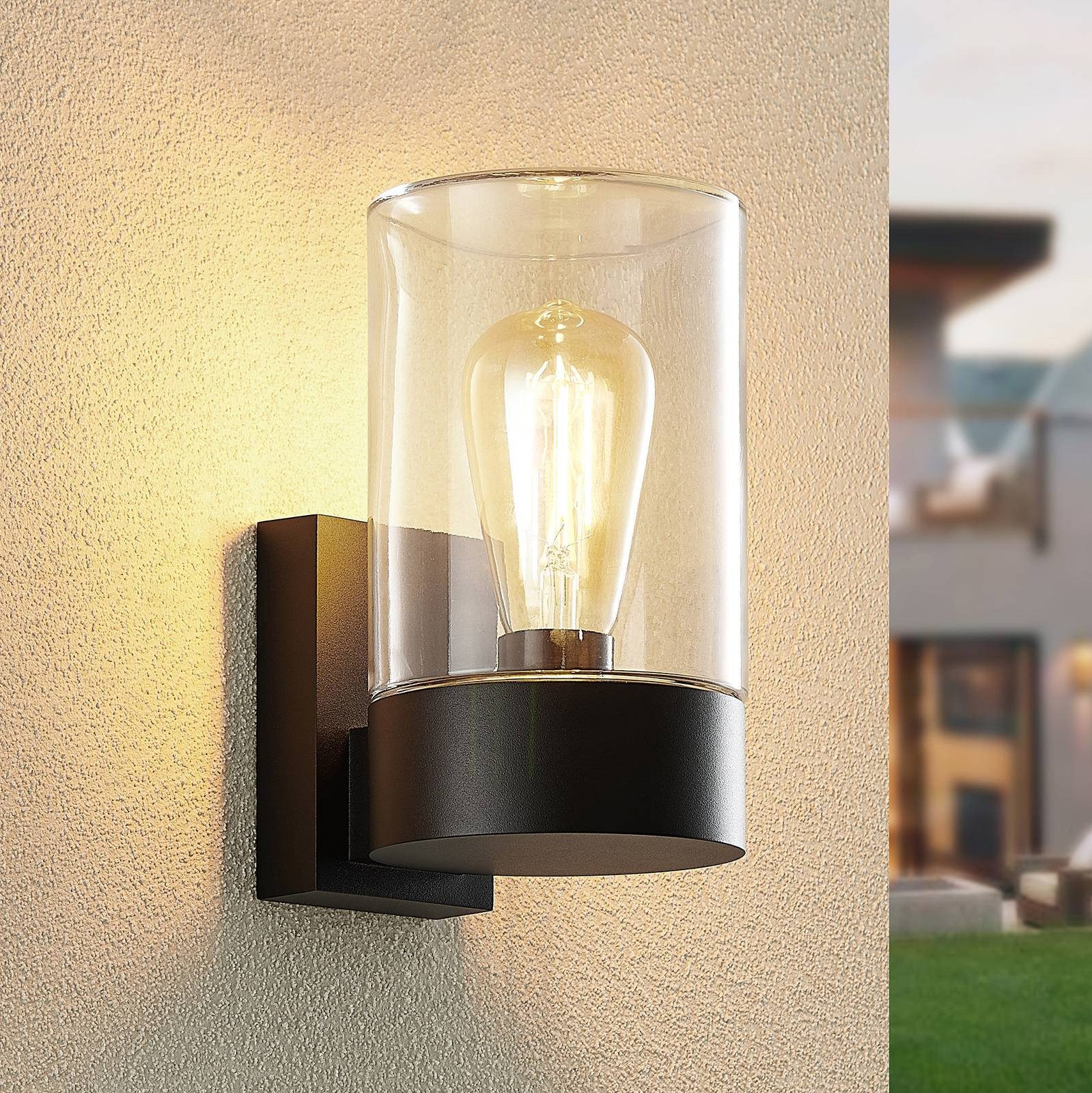 Arcchio Außen-Wandleuchte Liljana, Metall, Schwarz IP65, 1 x 60 W