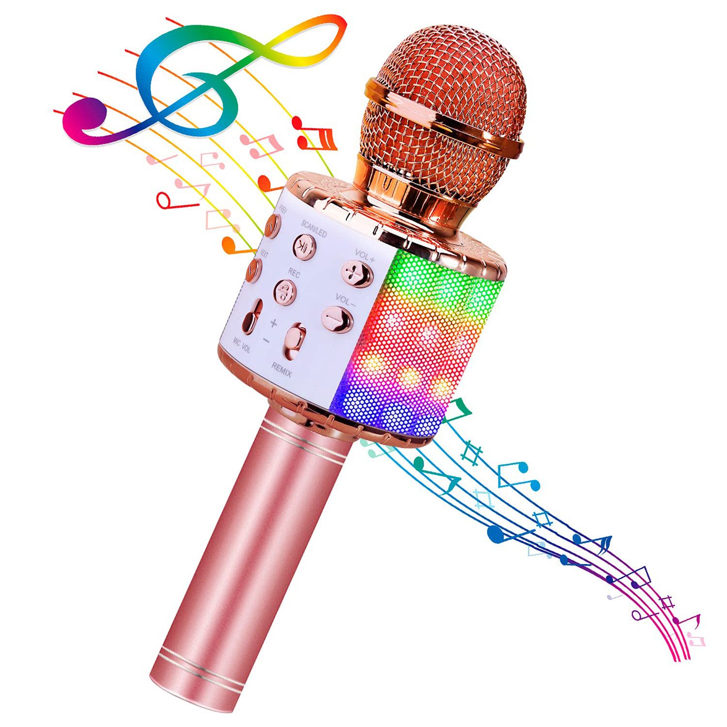 MOPUEA Bluetooth-Mikrofon Karaoke Kinder Wireless Mikrofon USB-Ladung Lautsprecher (Bluetooth, 5 W, Kabelloses Mikrofon geeignet für Familienfeiern, Karaoke-Singen)