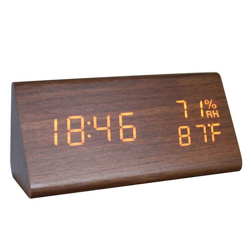 Gontence Wecker Wecker Wooden Table Clock Alarm Clock Digital with Humidity and Temperature