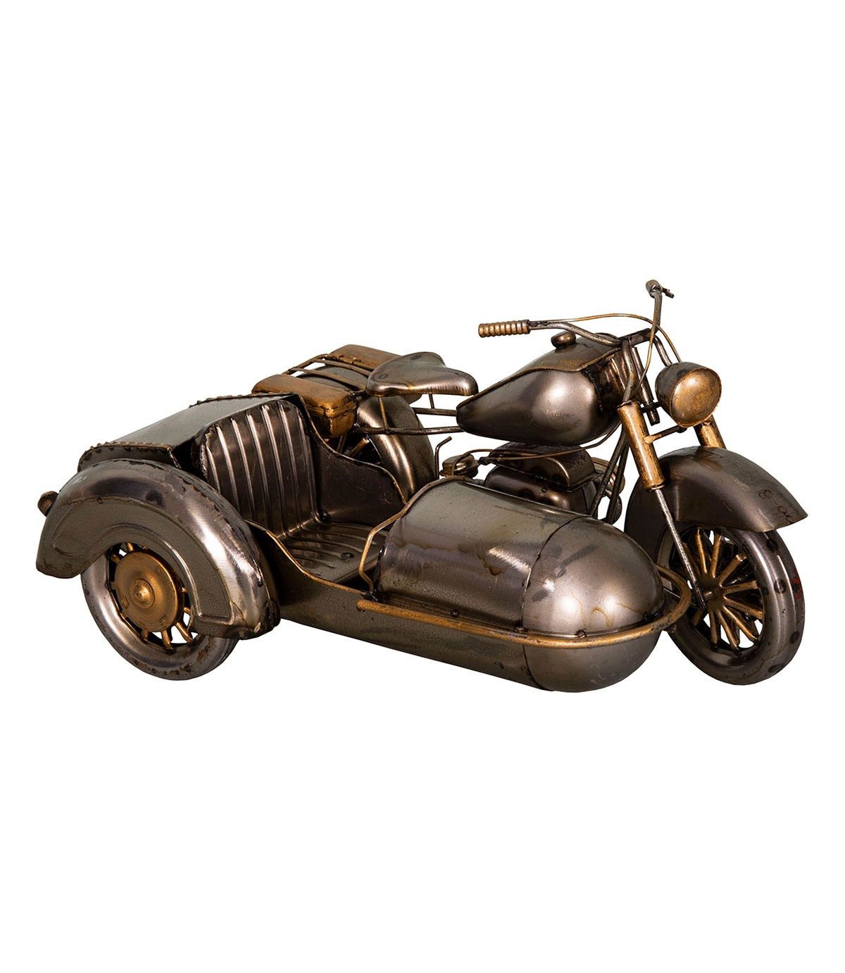 Modellmotorrad Antic Line Nostalgie Motorrad Beiwagen Silberfarben Metall SEB16752