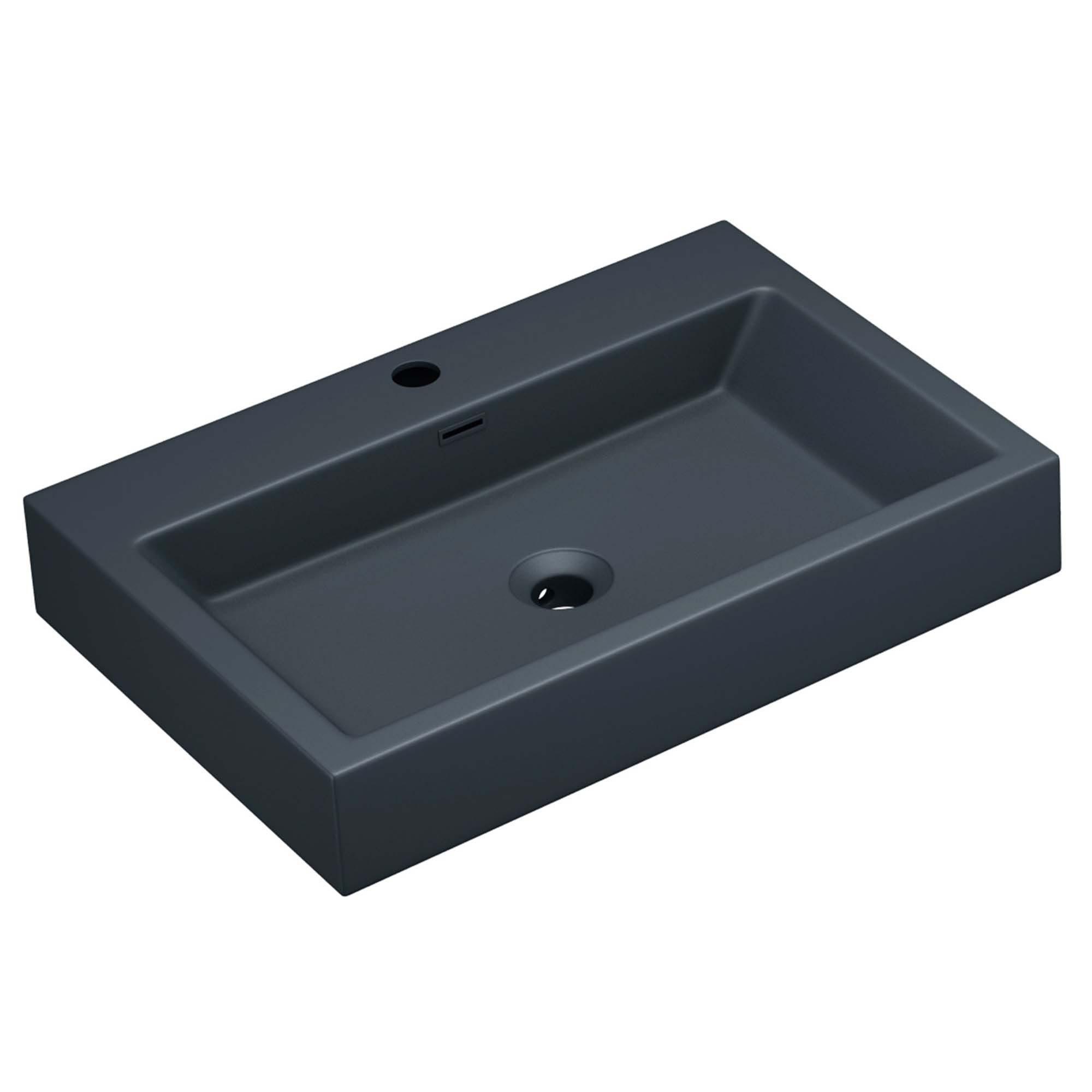Mai & Mai Waschbecken Aufsatzwaschbecken mineralguss Gelcoat-Schutzschicht Colossum06 NEU, 1 Armaturenloch & DIN-Anschlüsse für Armatur/ Ablauf