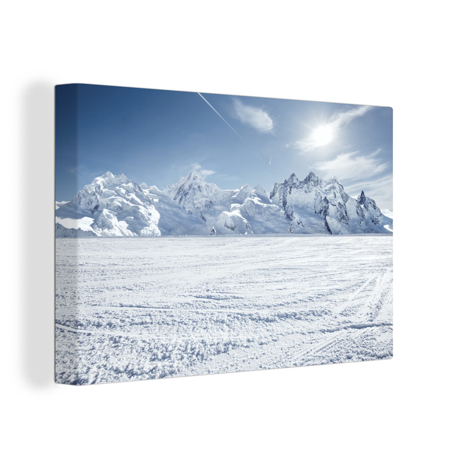 OneMillionCanvasses® Leinwandbild Verschneite Berge in der Schweiz, (1 St), Wandbild Leinwandbilder, Aufhängefertig, Wanddeko, 30x20 cm