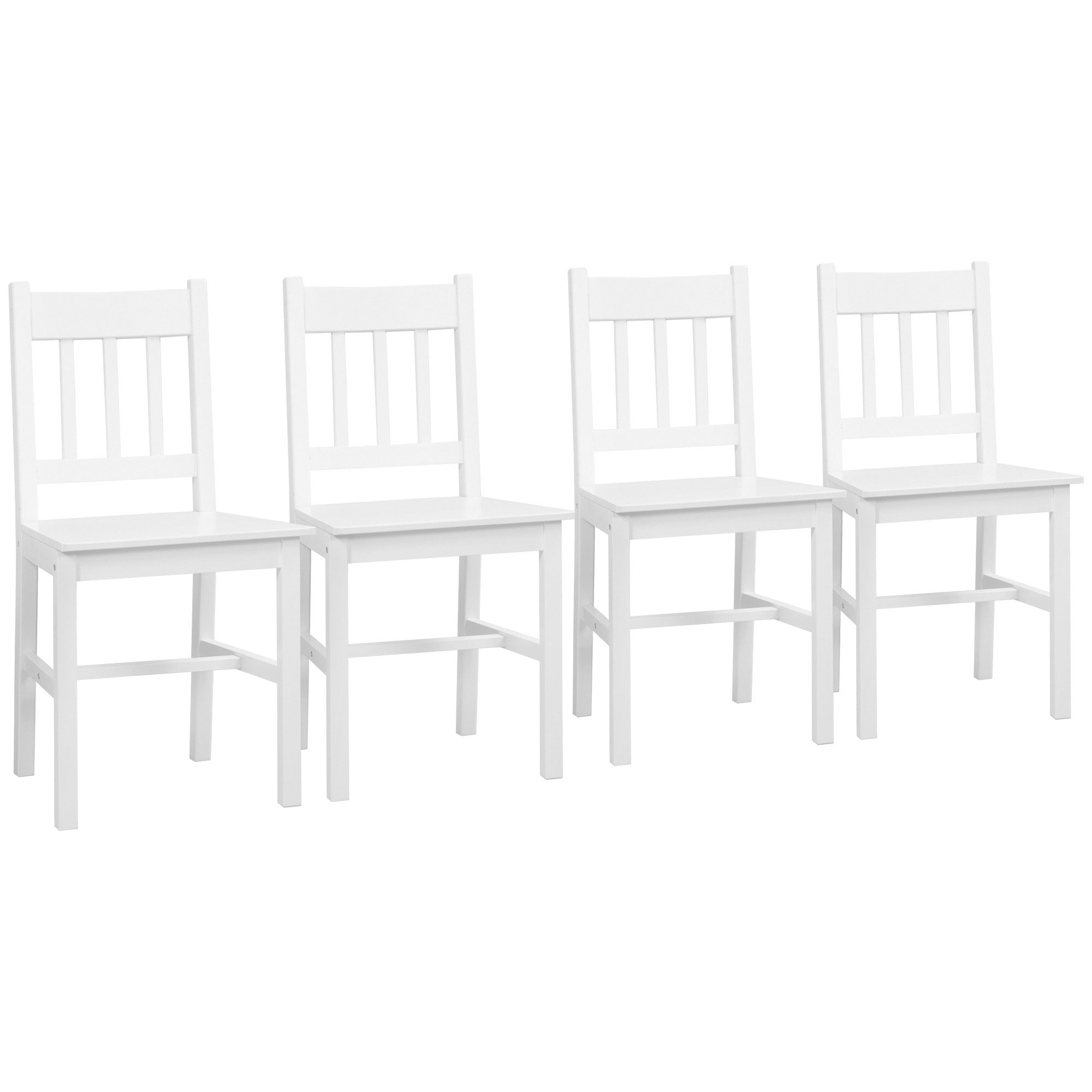 furnicato Esszimmerstuhl 4er-Set Esszimmerstühle Massivholz 41x46,5x85,5 cm Weiß (1 St)