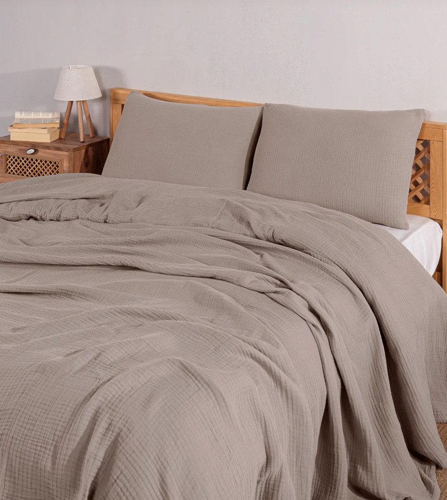 Wohndecke Musselin Wohndecke Classic in Graubeige, günstig online kaufen