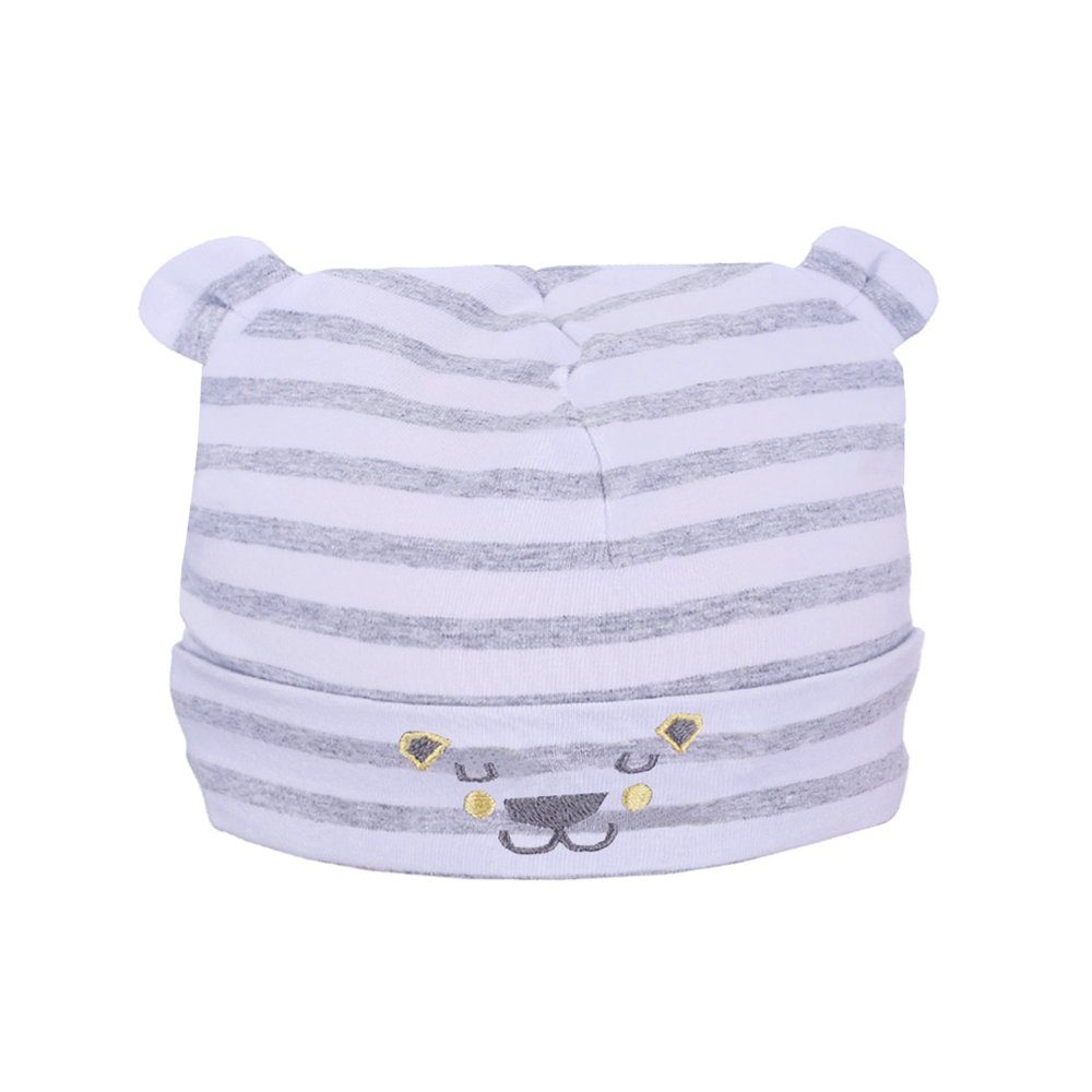 STUMMER Schlupfmütze STUMMER Teddyohren Babymütze gestreift grau weiß (nein)