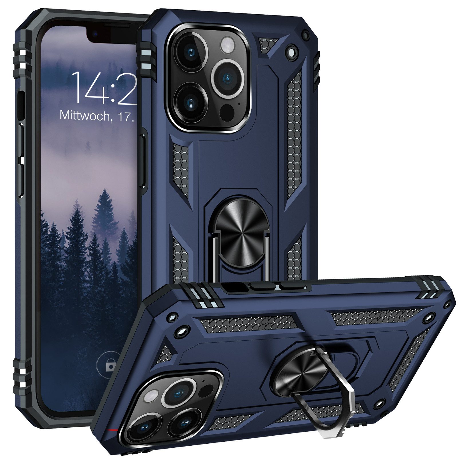 Tec-Expert Handyhülle Outdoor Cover Hülle für Apple iPhone 13 Pro 6.1 Zoll, 6.1, Premium Hülle aus verstärktem Polycarbonat