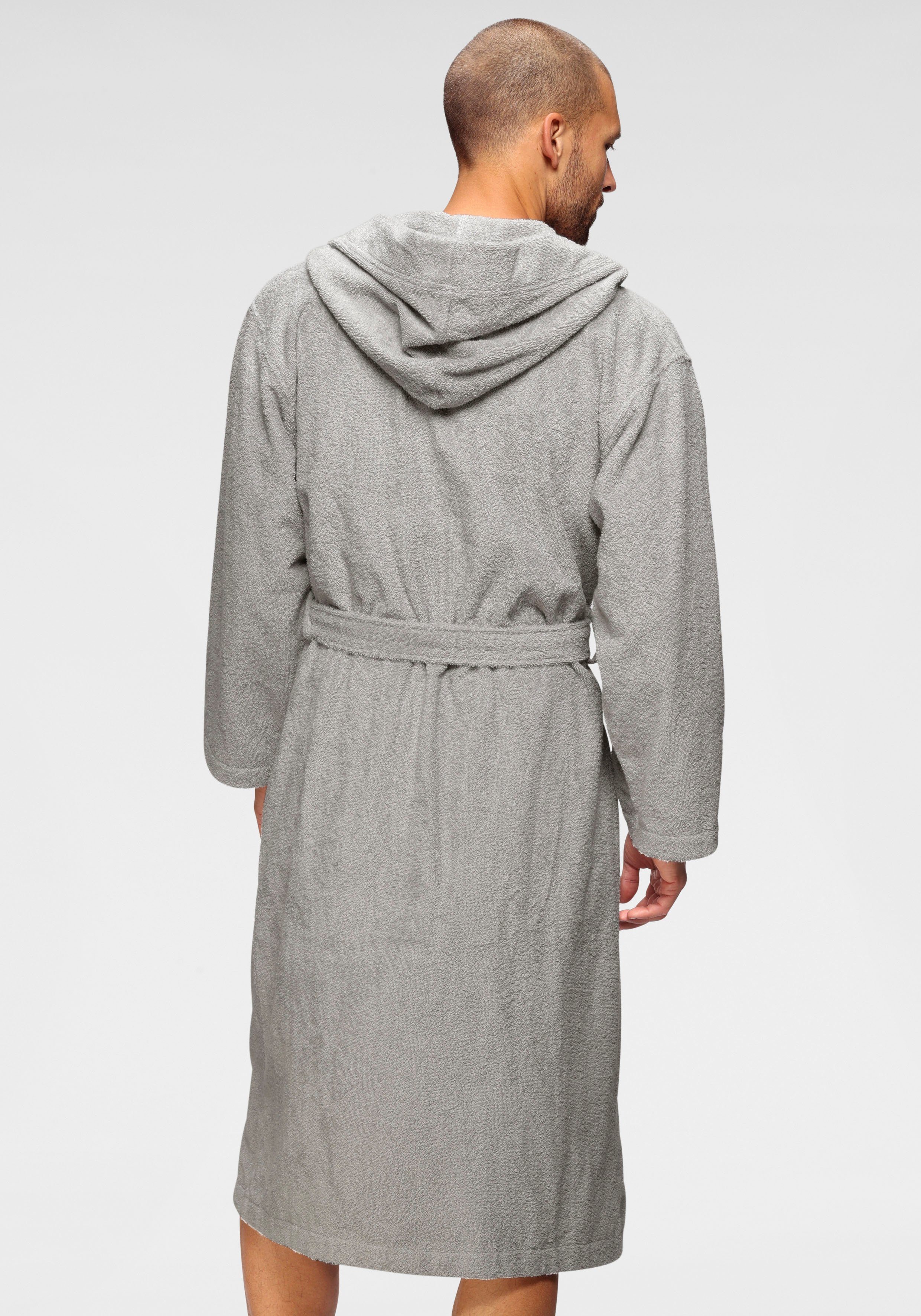 KangaROOS Unisex-Bademantel Cassidy, für Damen & Herren, Standardlänge & Überlänge, Langform, Walkfrottee, Kapuze, Gürtel, mit Taschen, Männer und Frauen, Baumwolle, Reise, Hotel, Sauna, S-3XL