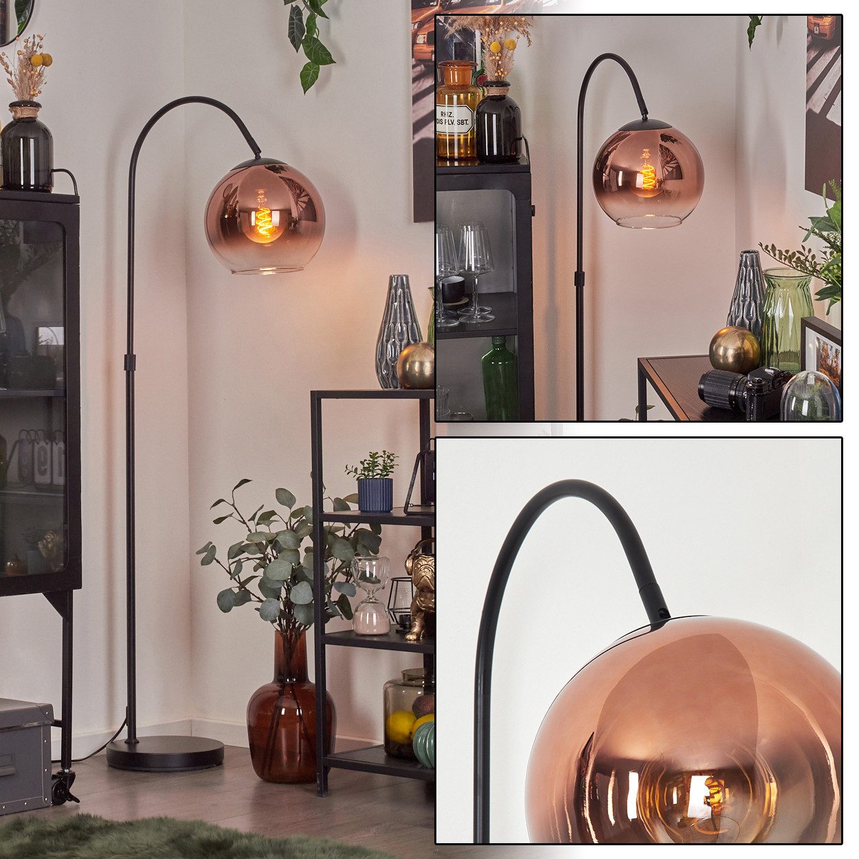 hofstein Stehlampe Stehlampe aus Metall/Glas in günstig online kaufen