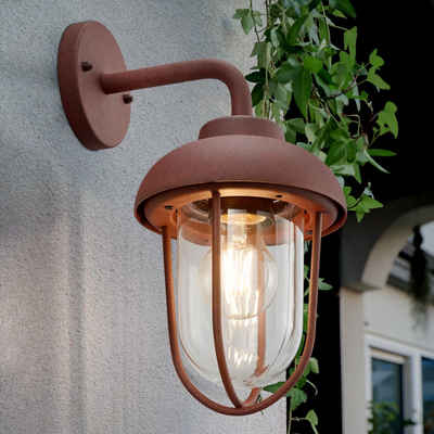 etc-shop Außen-Wandleuchte, Leuchtmittel nicht inklusive, Außenleuchte Wandlampe Vintage Garten Lampe Laterne in