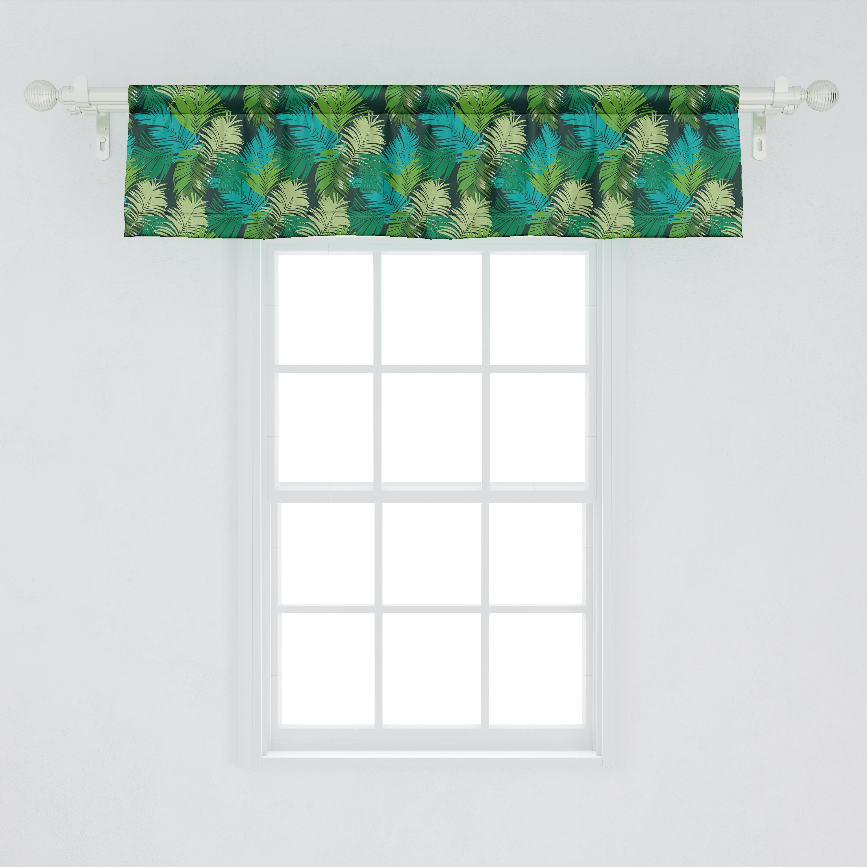 Palmblatt Dschungel Tropischen Dekor Küche Volant Abakuhaus, Motive für Scheibengardine Schlafzimmer Vorhang mit Microfaser, Stangentasche,