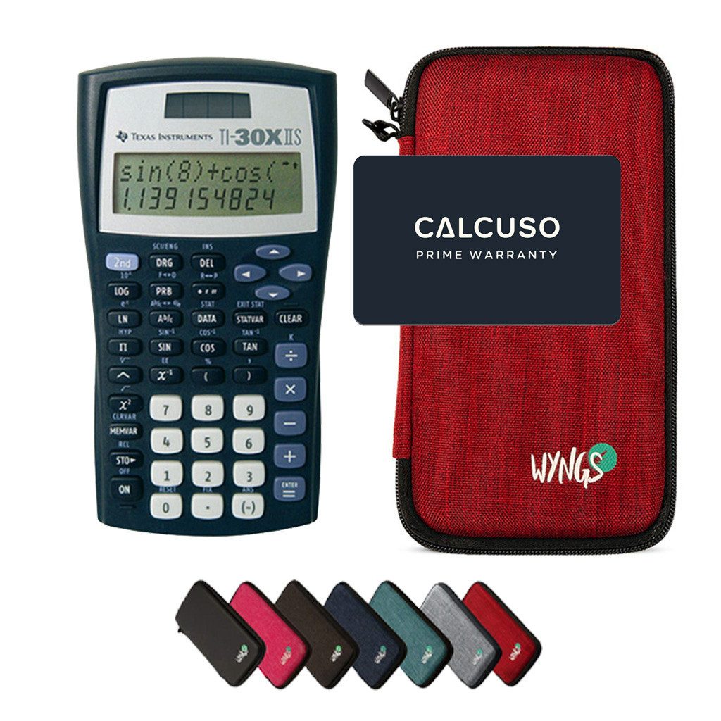 Taschenrechner TI-30XIIS inkl. WYNGS Schutztasche Rot