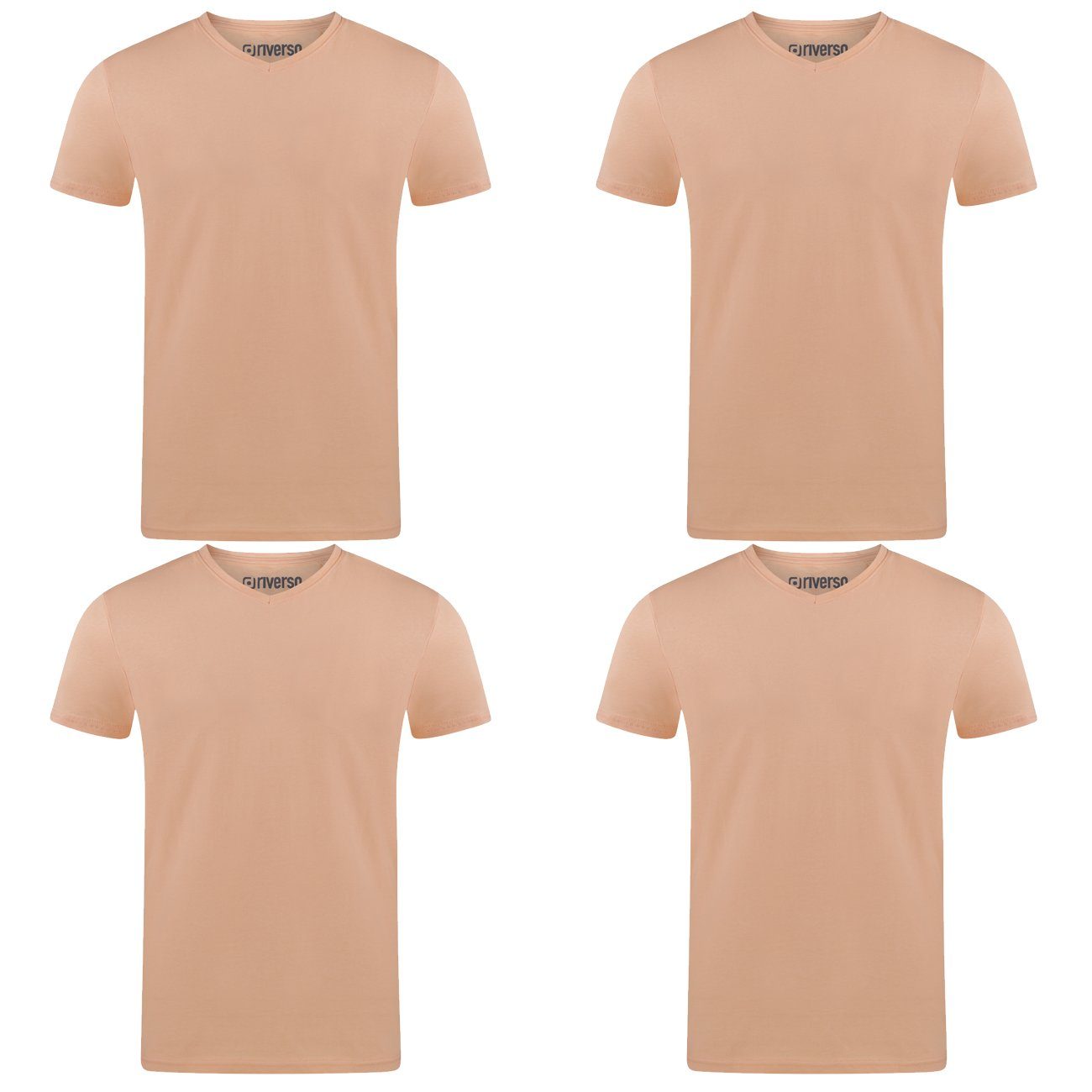 riverso T-Shirt RIVAaron V-Neck 4er Pack (4-tlg) Organic Cotton Bio 100% Baumwolle Light Orange (11200)