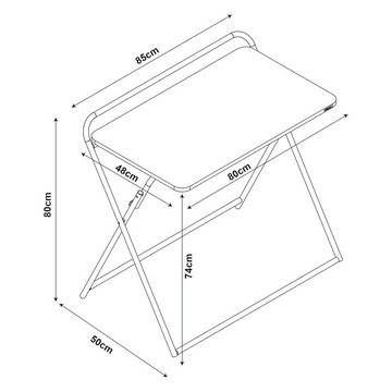 en.casa Klapptisch, »Kvitsøy« Klappbarer Schreibtisch 85x50x80cm Schwarz/Eiche