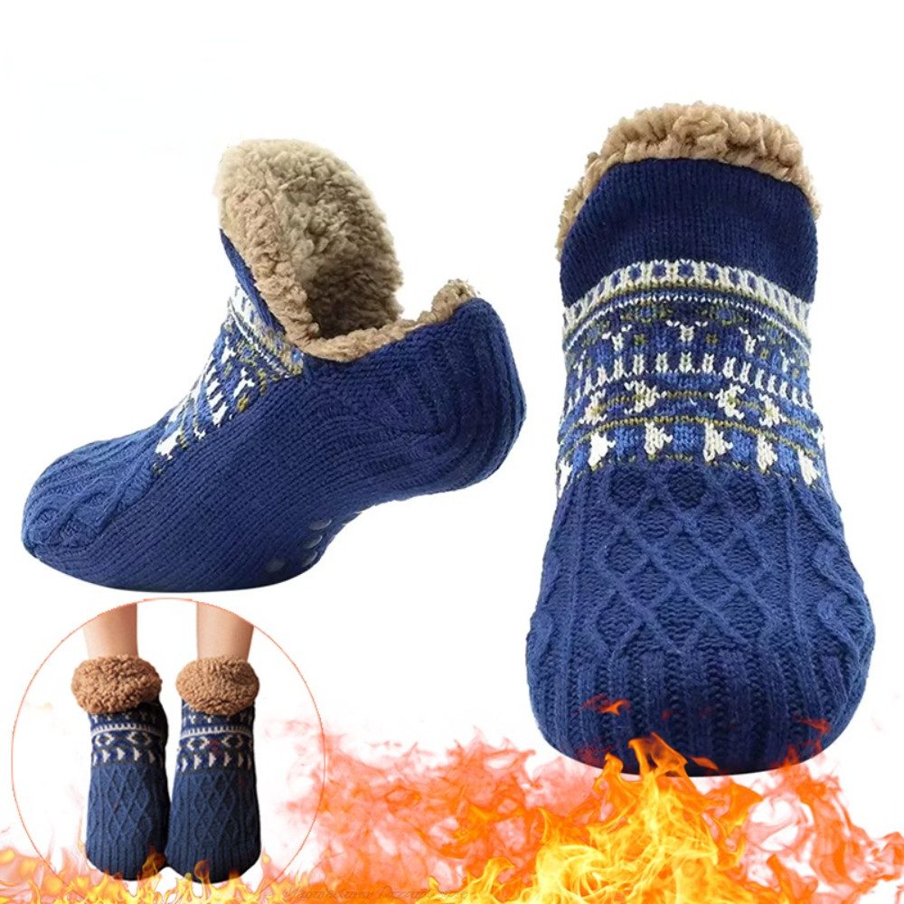 Blusmart Haussocken Hausschuhsocken für Damen und Herren (Warm, Rutschfest, Gestrickt, dick, Flauschig) Für Boden, Bett, Haus