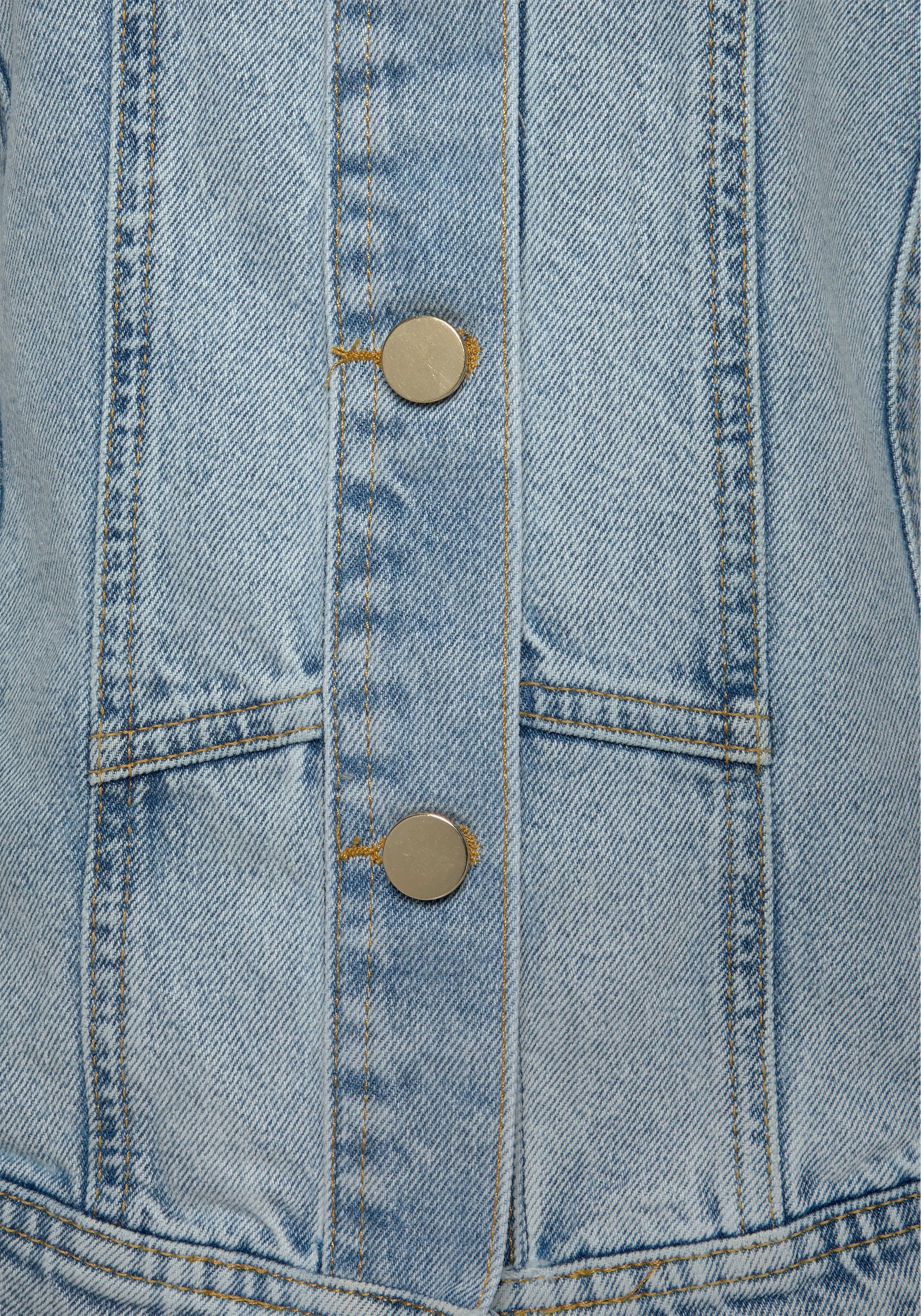 Vivance Jeansjacke mit Puffärmeln und goldfarbenen Knöpfen Übergangsjacke, Sommerjacke aus Denim