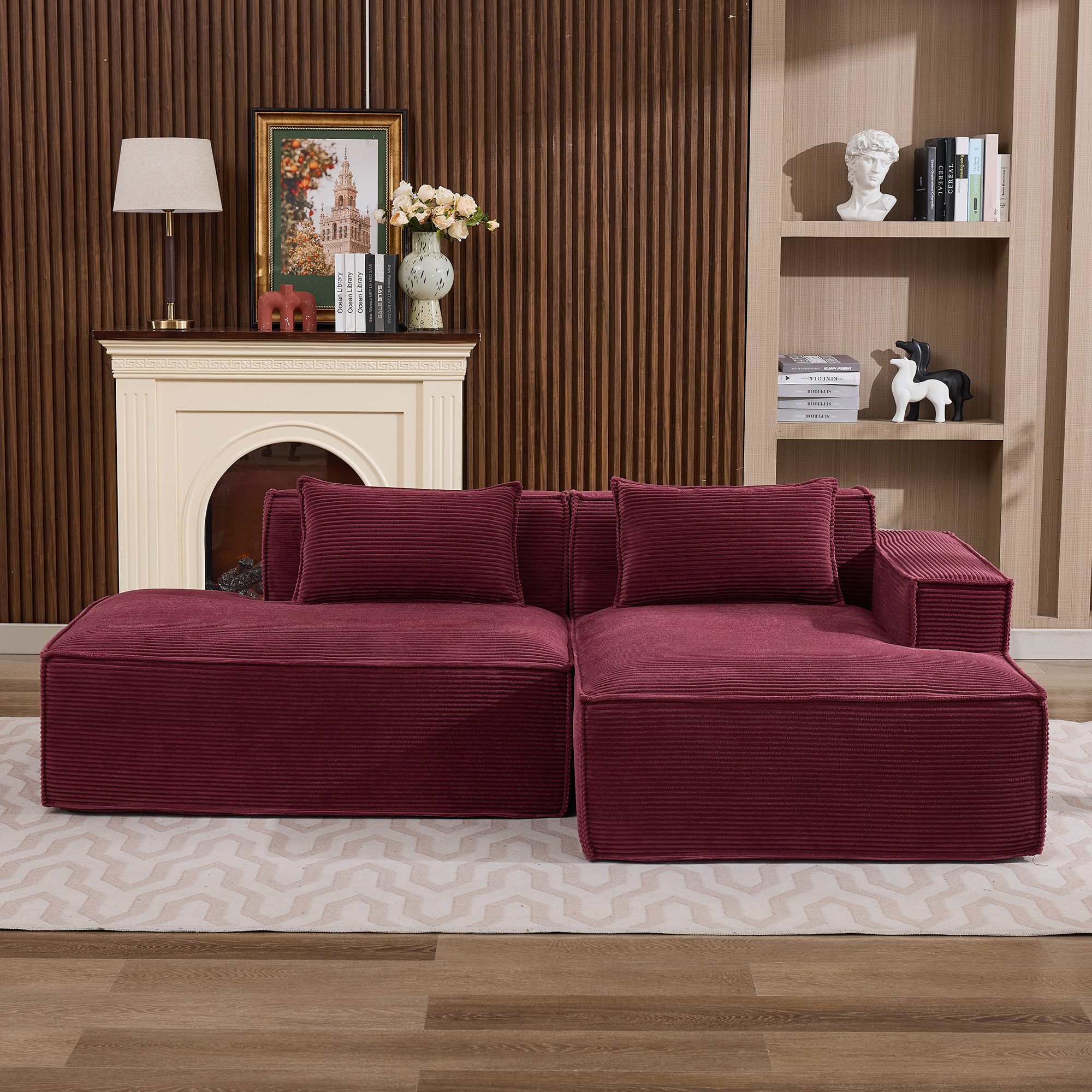 Odikalo 2-Sitzer Sofas wohnzimmer Ecksofa mit Schlaffunktion und Kissen, breites Economy-Textil-Sofa mit zwei Kissen+Federtasche-modernes einfaches und komfortables Sofa ideal für kleine Wohnzimmer Wohnungen und Büros