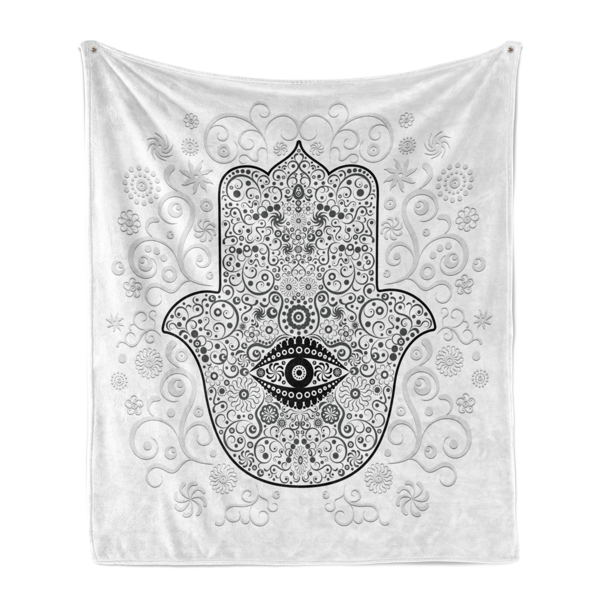 Wohndecke den Gemütlicher Hamsa und Schutzschild Luck Abakuhaus, Plüsch Außenbereich, für Innen-