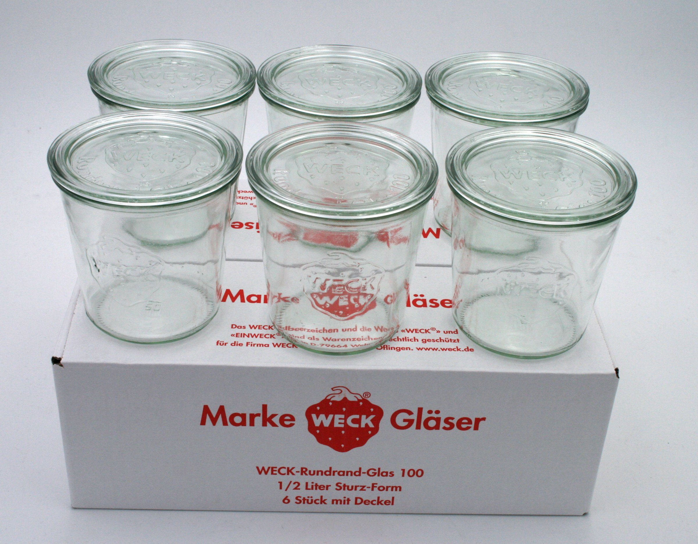WECK Einmachglas 580 mit Sturzform Nr.742 RR Weck Deckel Einkochgläser 100 ml 6