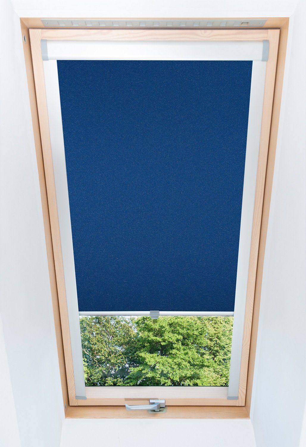 Dachrollo 24 Thermo Handel für Fakro, KS passend Dachfensterrollo verdunkelnd Blau