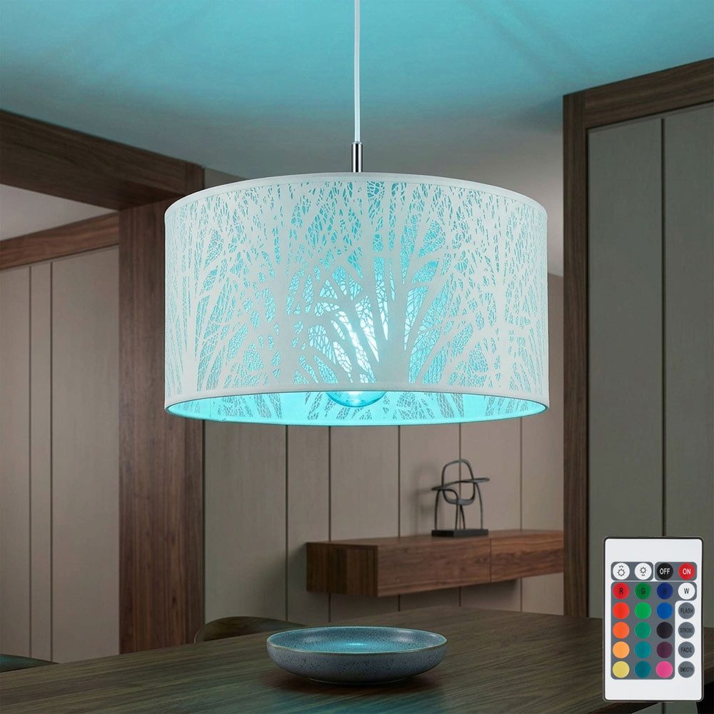 GLOBO LIGHTING LED Pendelleuchte, Leuchtmittel inklusive, Warmweiß, Farbwechsel, Pendel Lampe Wohn Zimmer Baum Muster Decken Hänge Leuchte