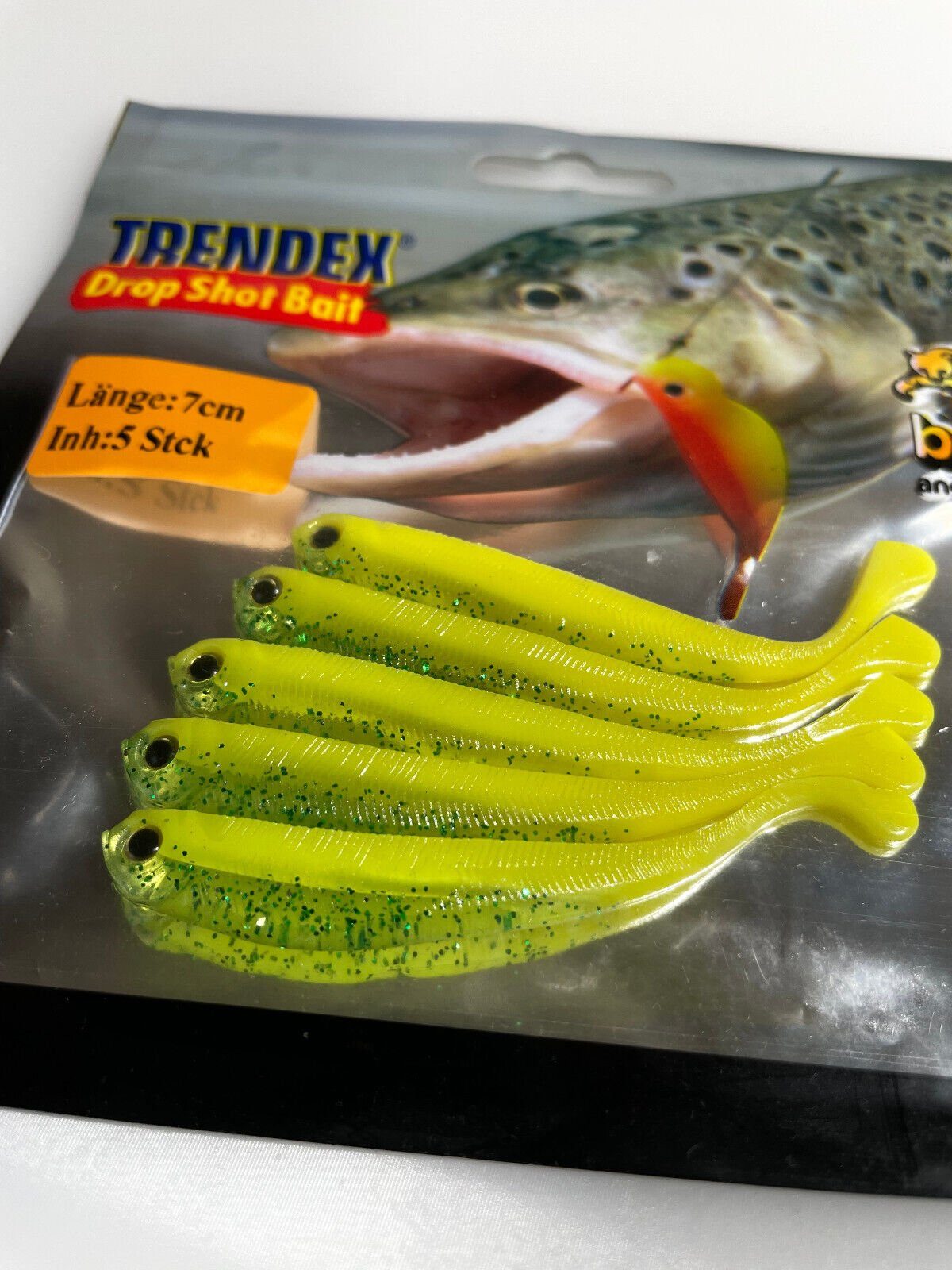 Behr Kunstköder 5 Drop Shot Köder - Trendex Drop Shot Bait 7cm Barsch Forellenköder