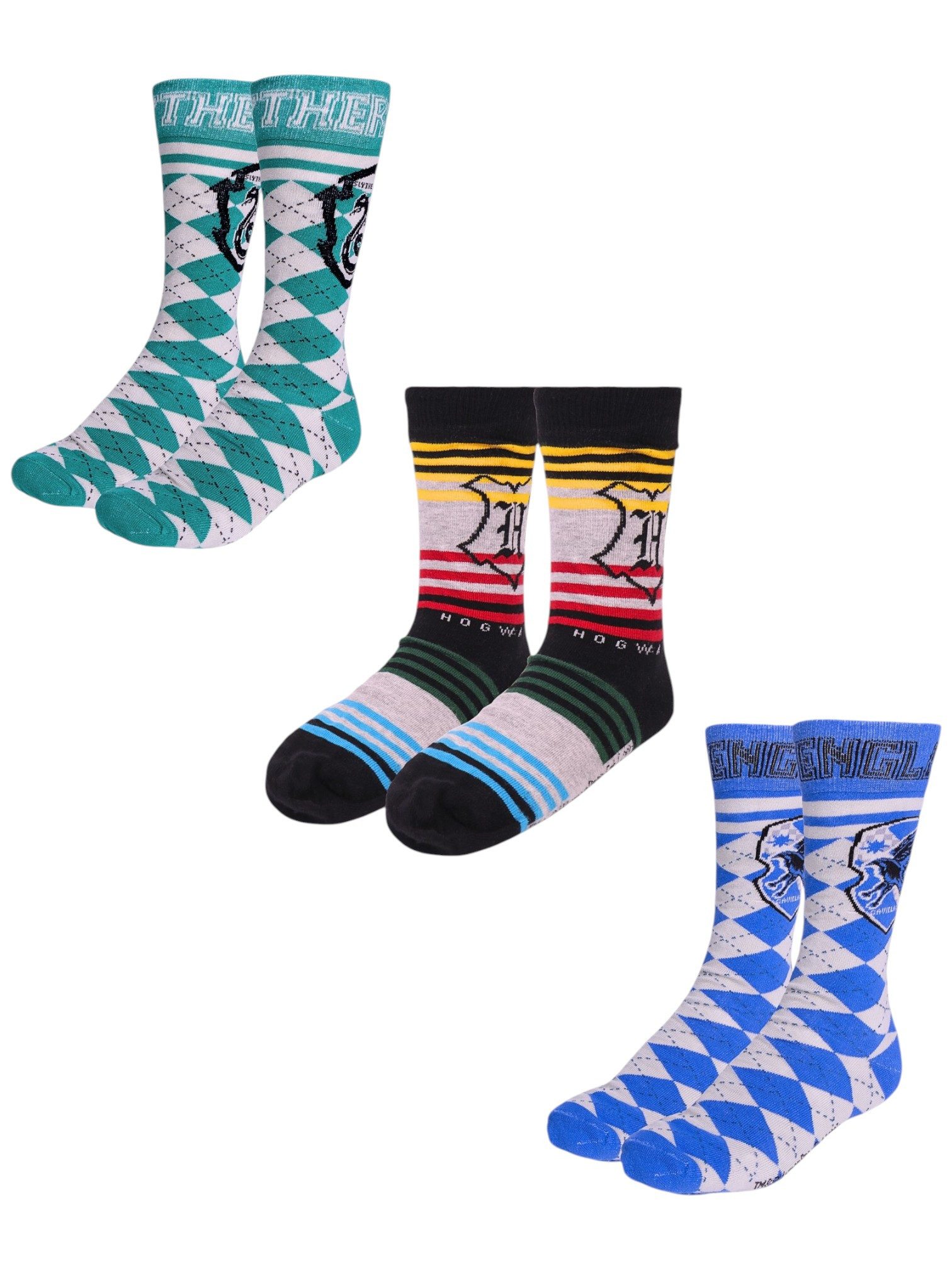 Cerdá Socken Ravenclaw - Slytherin - Hogwarts (3-Paar) Langsocken Größe 38-45
