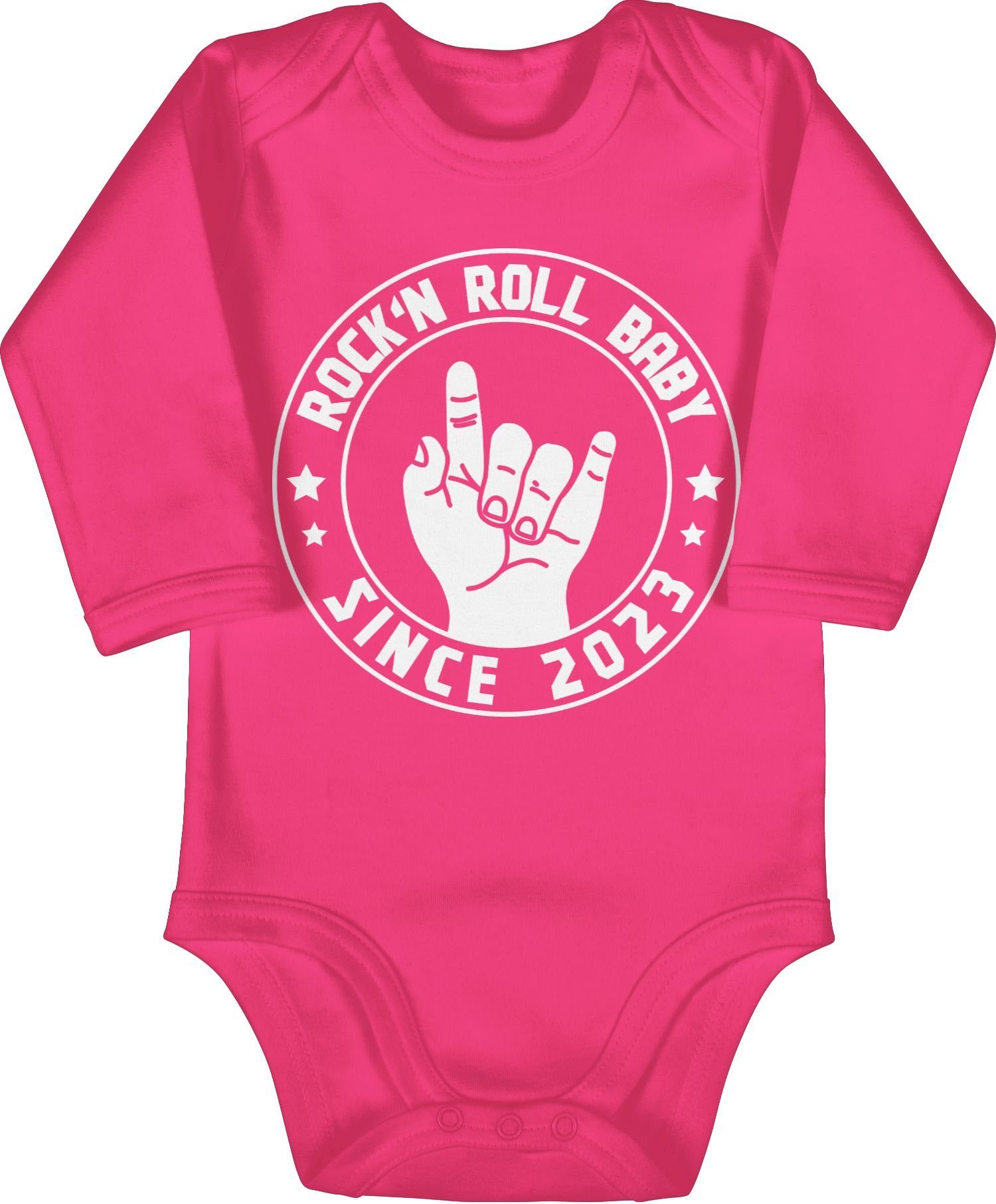 Shirtracer Shirtbody Rock'n Roll Baby since 2023 Sprüche Baby 2 Fuchsia