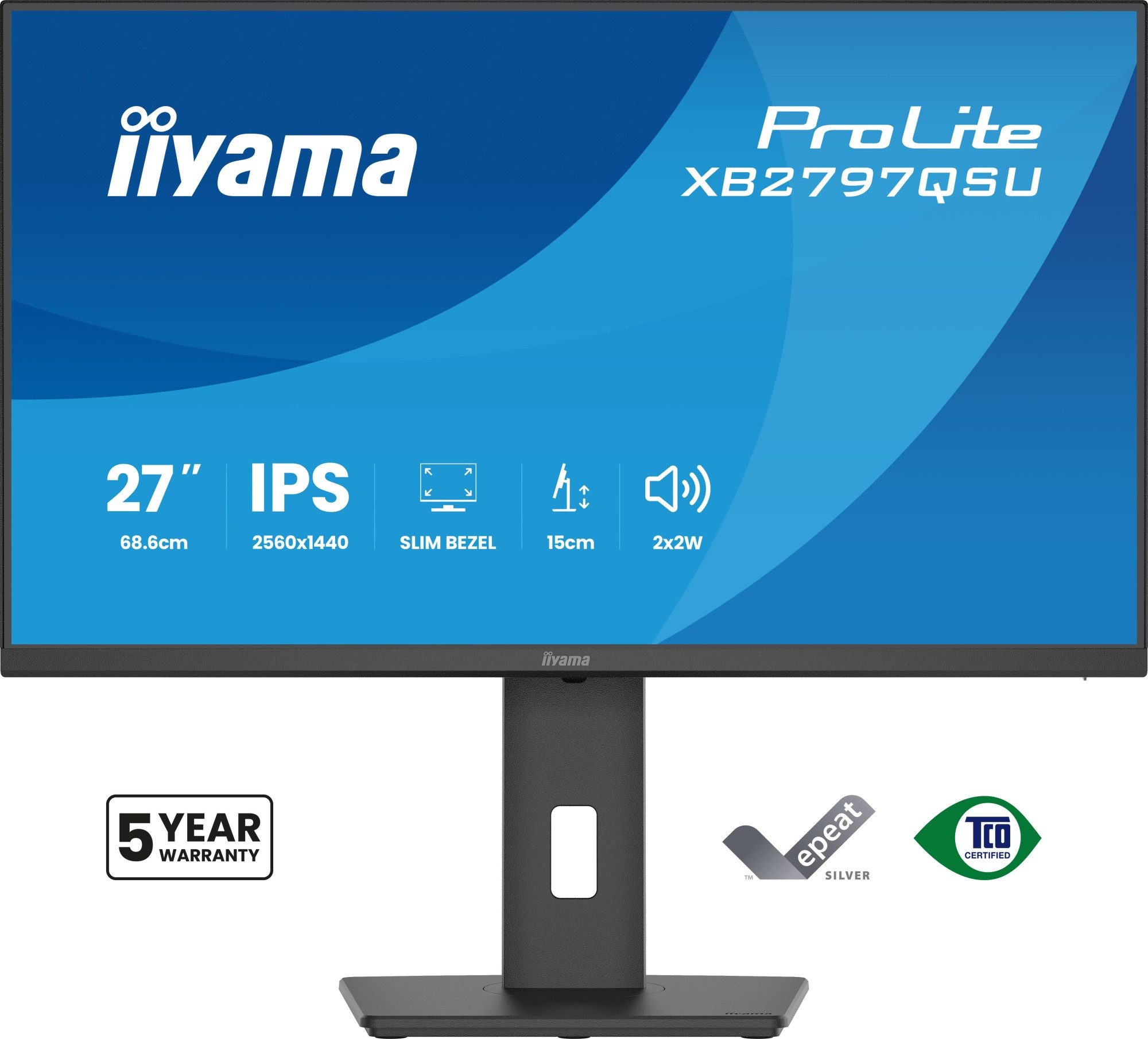 Iiyama XB2797QSU-B1 TFT-Monitor (68,6 cm/27 ", 2560 x 1440 px, QHD, 1 ms Reaktionszeit, 75 Hz, LED)