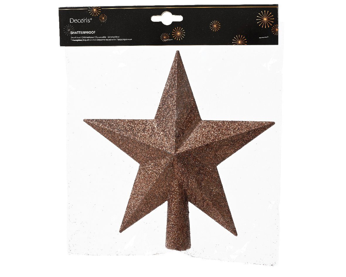 Kaemingk Christbaumspitze, Christbaumspitze Stern mit Glitzer 19cm Kunststoff - Espressobraun