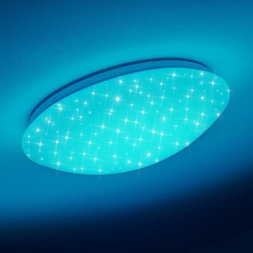 hofstein Deckenleuchte »Ovaro« runde Deckenlampe mit RGB Farbwechsler und Fernbedienung, RGB Kelvin, Glitzereffekt, dimmbar Sternenhimmeloptik, Nachtlichtfunktion