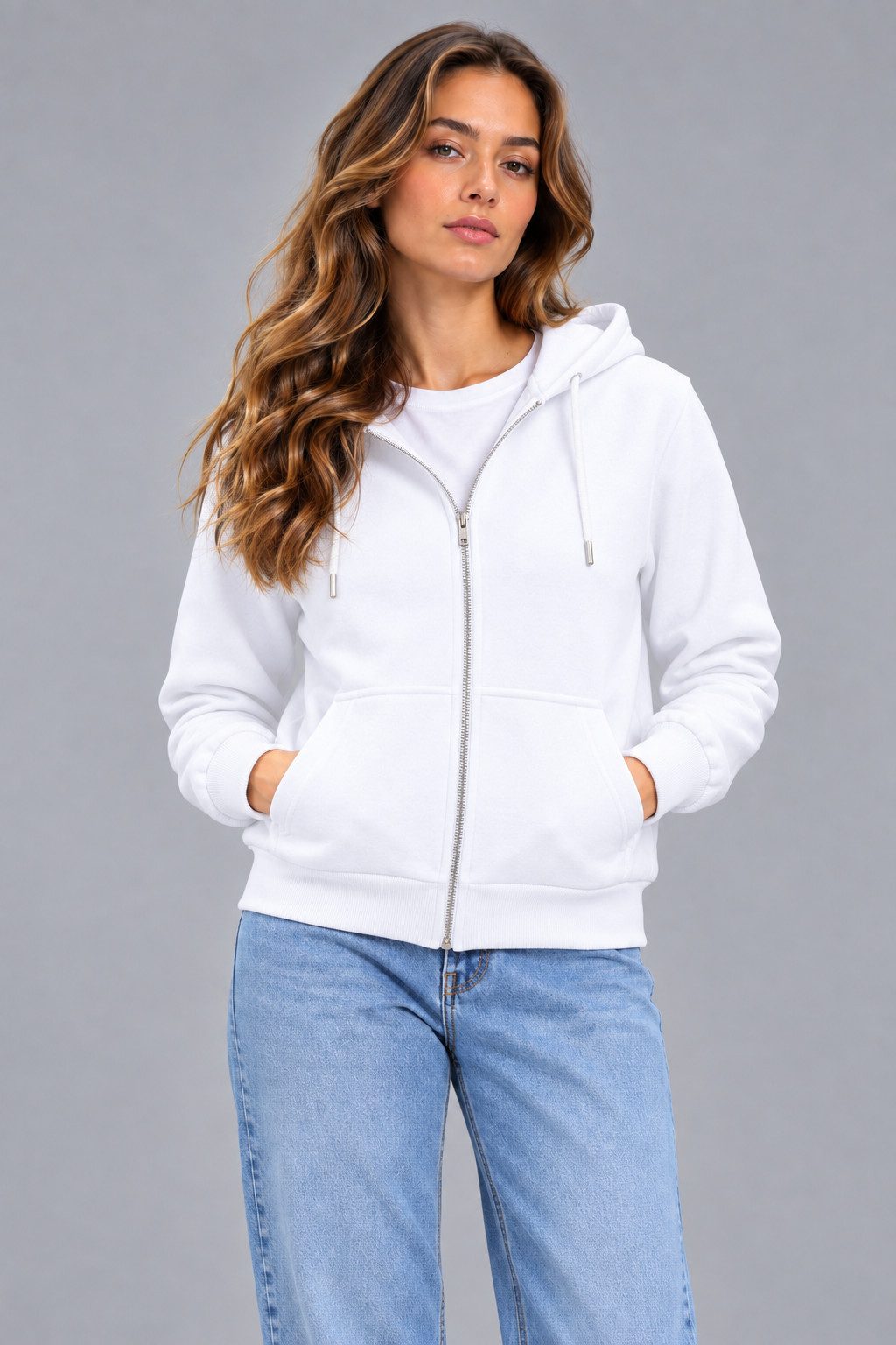 Smith & Solo Kapuzenpullover Damen - Sweatshirt mit Reißverschluss Zipper Hoodie Kapuzensweatjacke